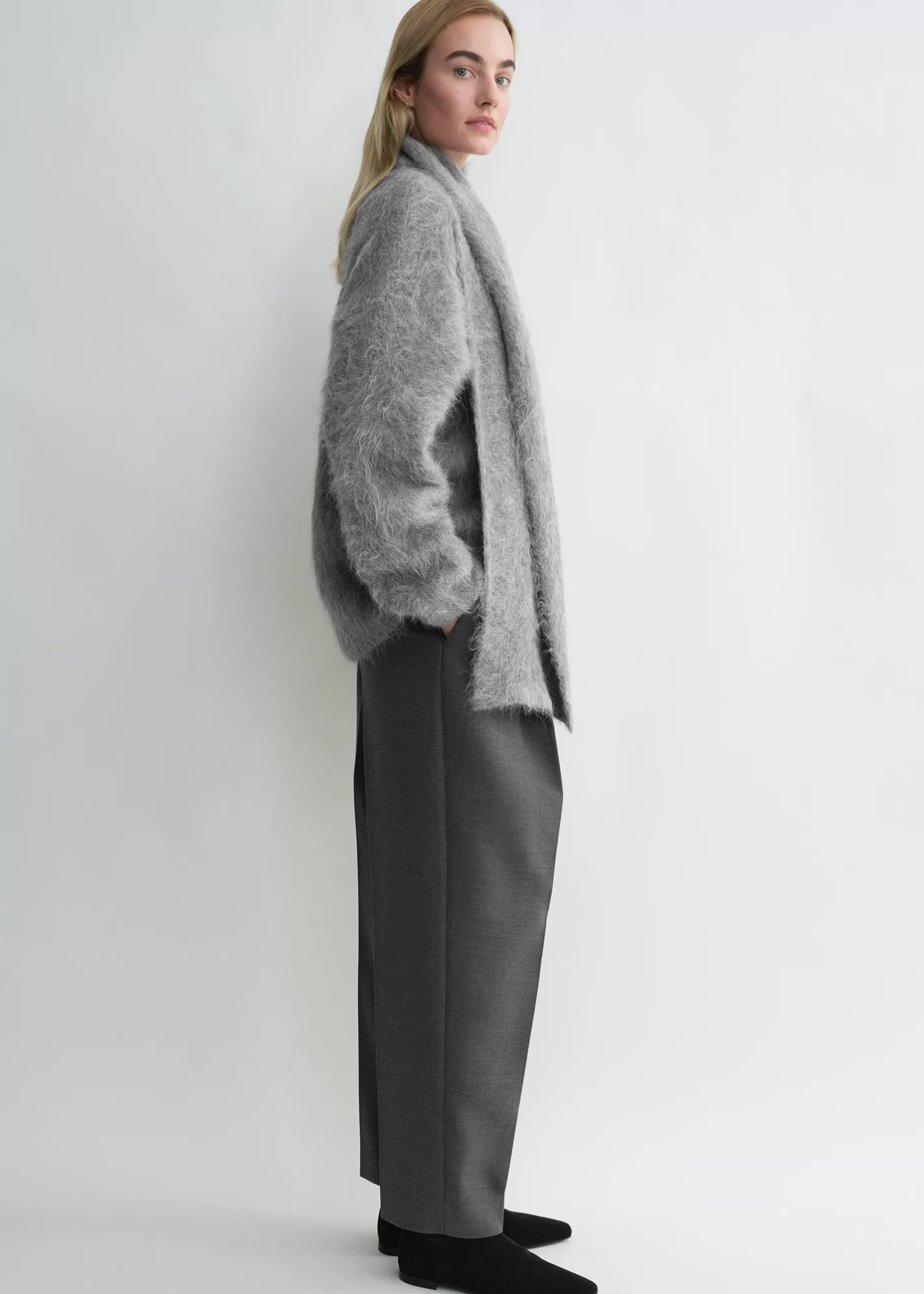 Knits & Sweaters>TOTEME Draped-scarf knit grey melange greymelange