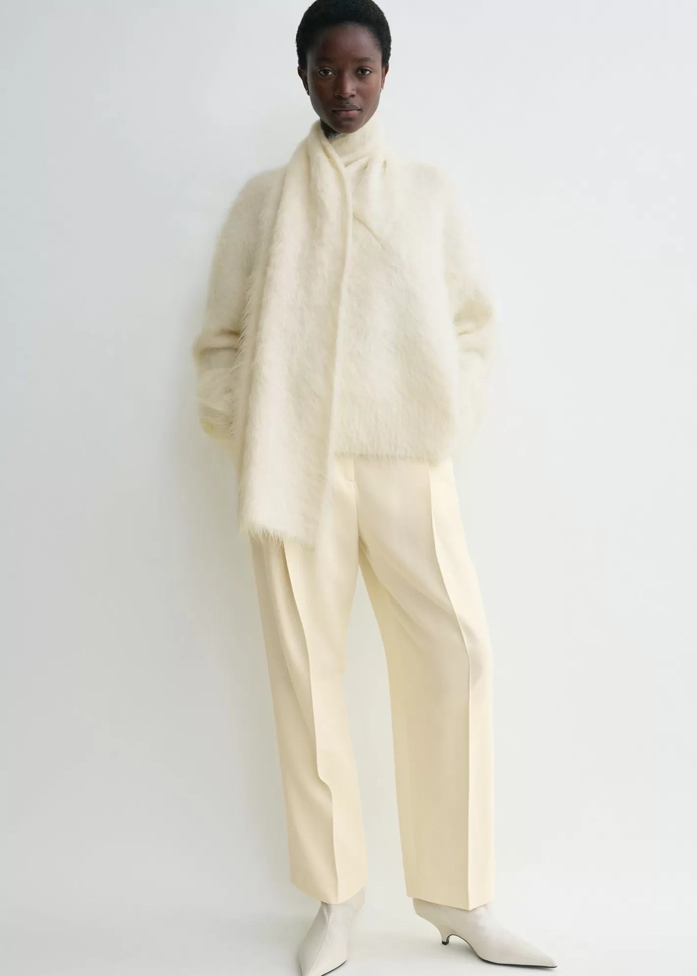 Knits & Sweaters>TOTEME Draped-scarf knit ivory