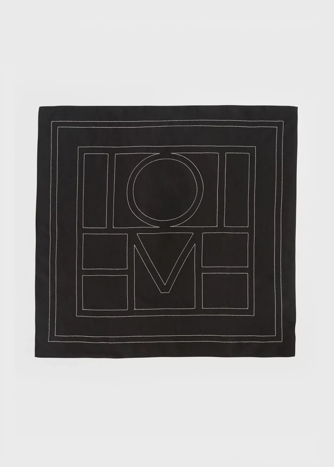 Scarves>TOTEME Embroidered monogram silk scarf Black