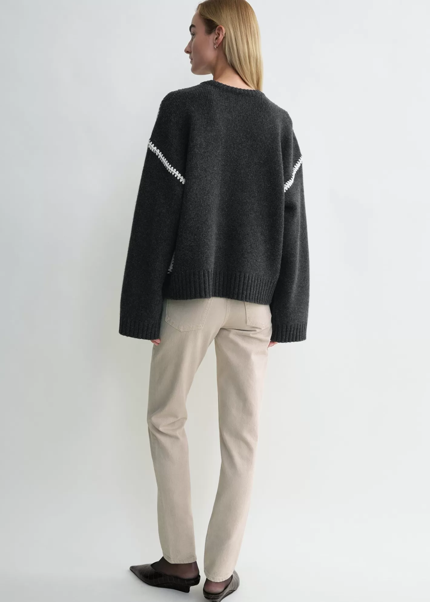 Knits & Sweaters>TOTEME Embroidered wool cashmere knit grey melange Greymelange