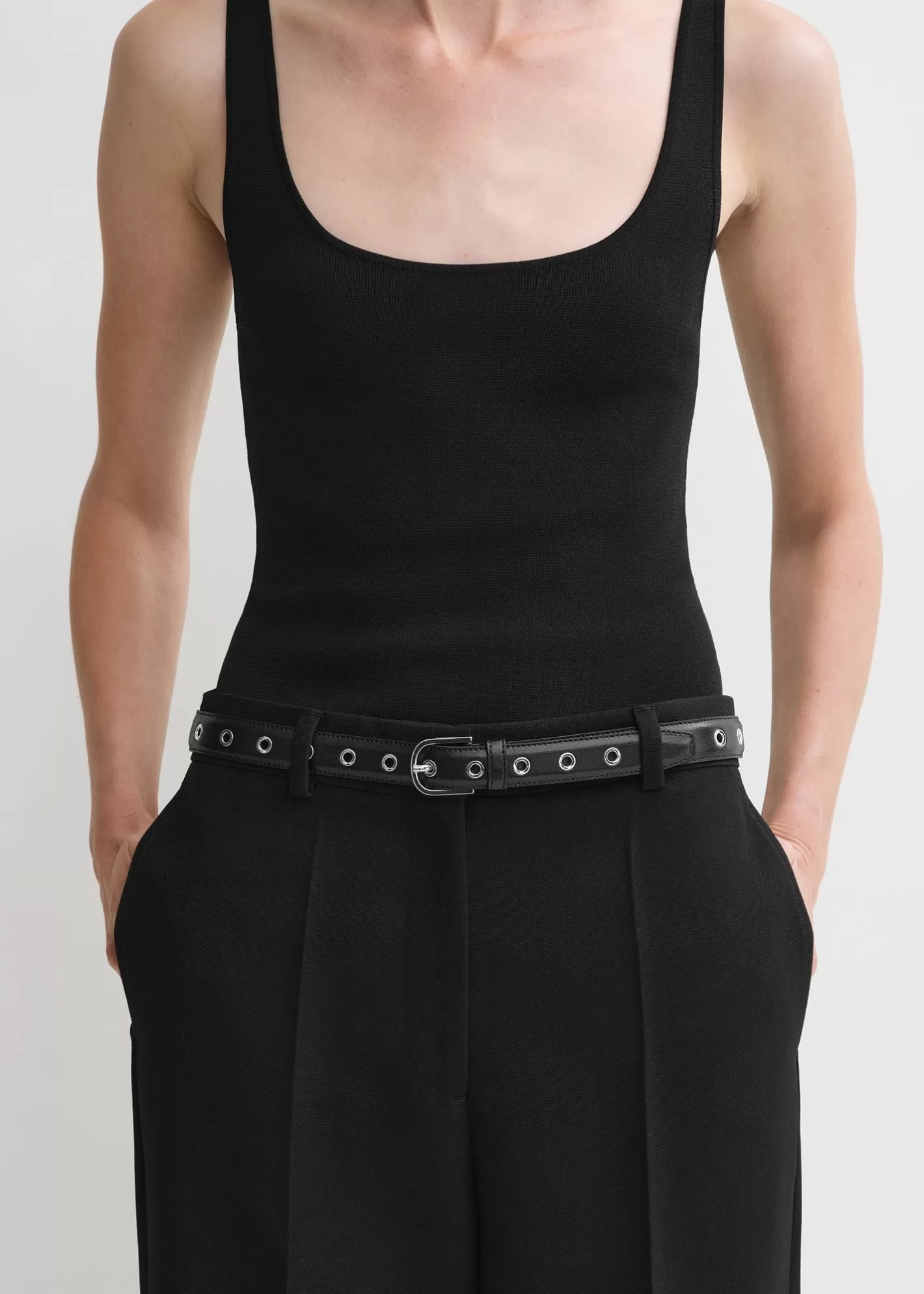 Small Leather Goods>TOTEME Eyelet belt Black