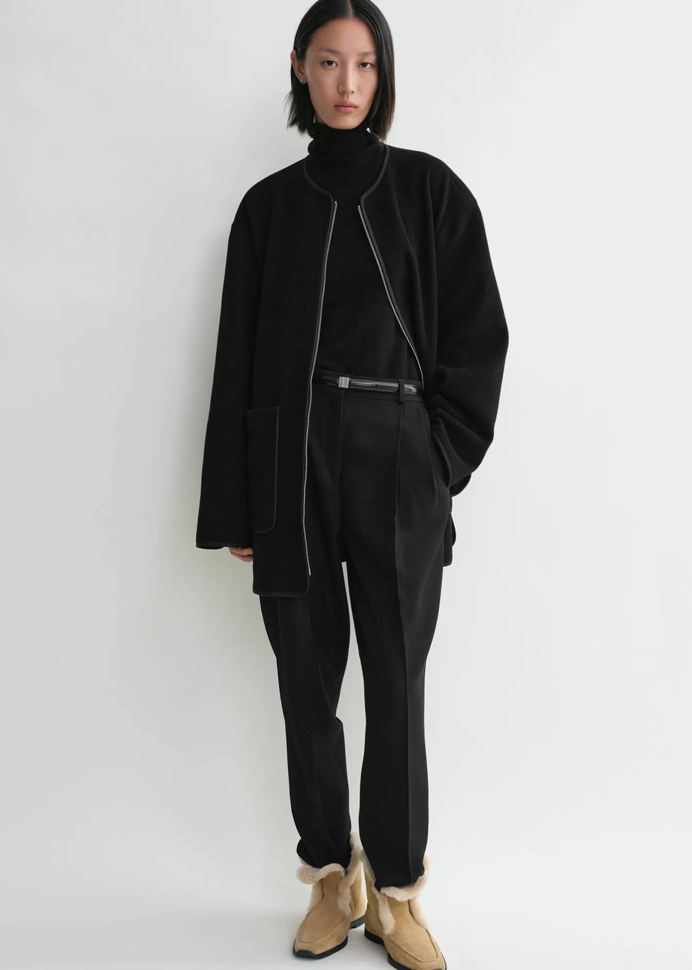 Outerwear>TOTEME Felted wool jacket Black