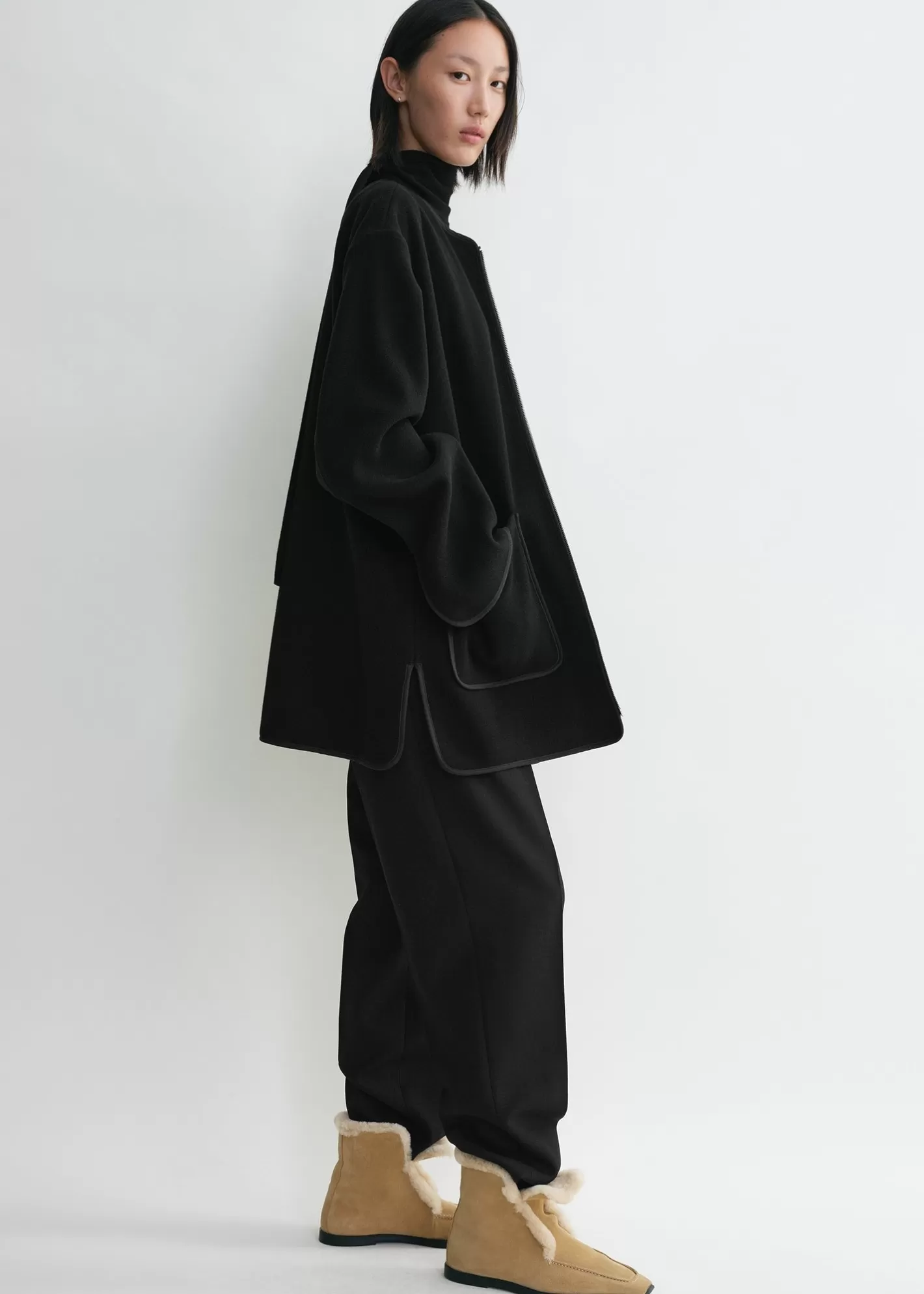 Outerwear>TOTEME Felted wool jacket Black