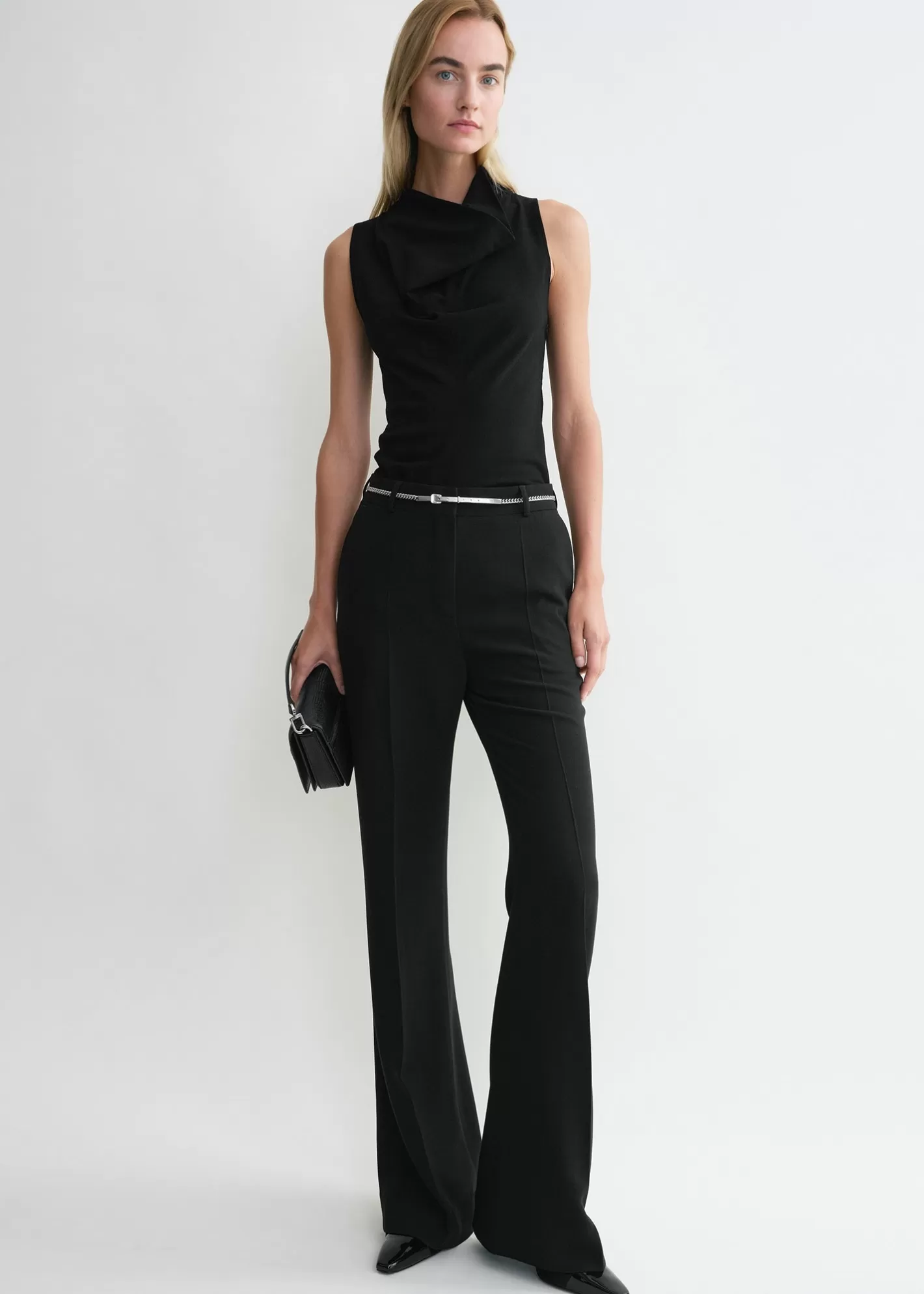 Trousers & Shorts>TOTEME Flared evening trousers black