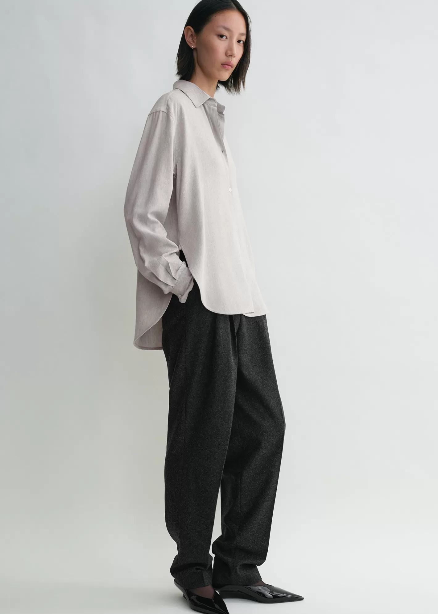 Shirts>TOTEME Fluid viscose-blend shirt pale grey mélange palegreymélange