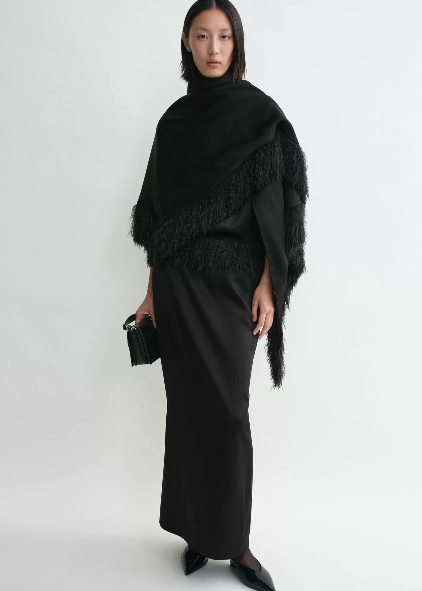 Scarves>TOTEME Fringe scarf black