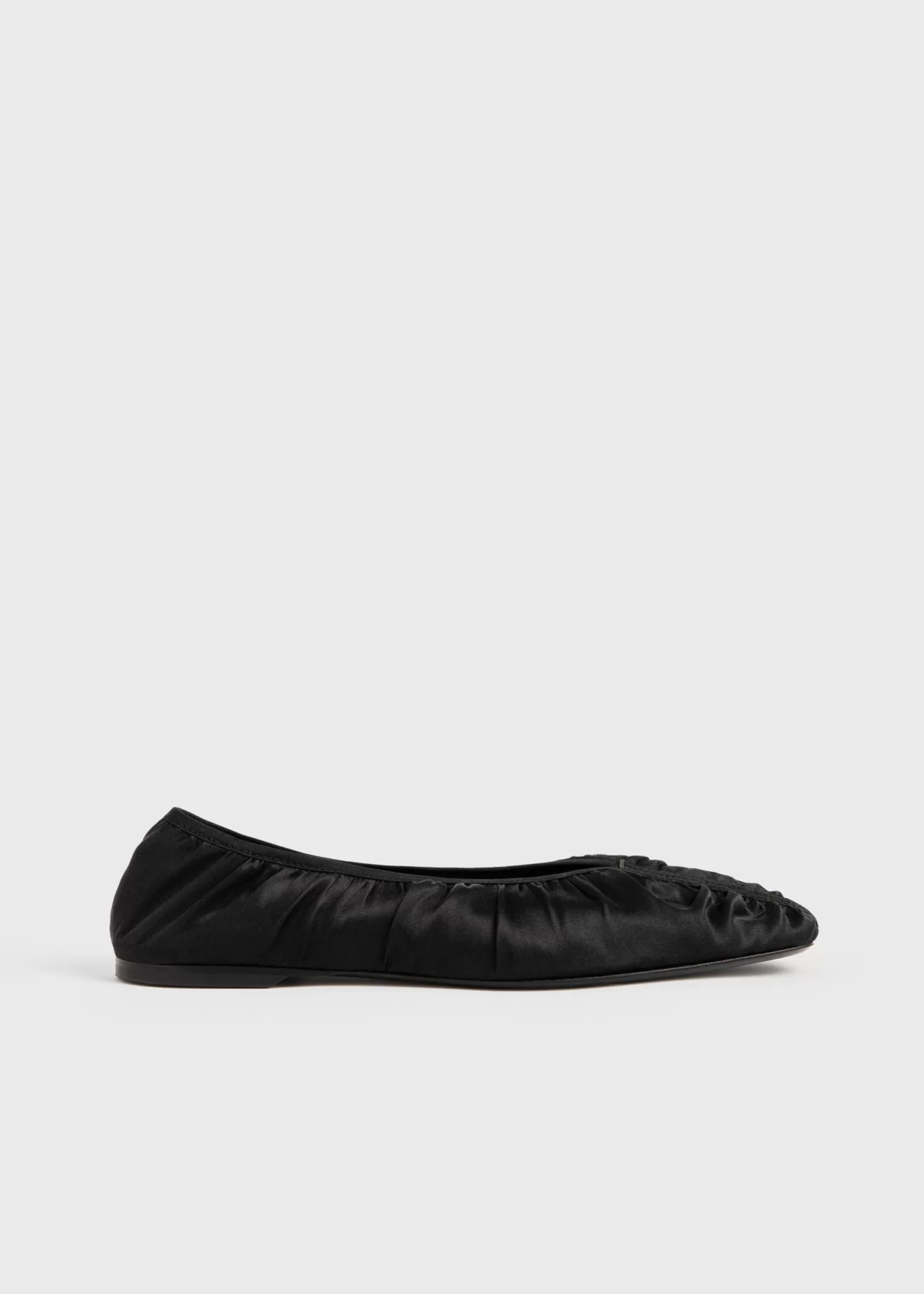 Shoes>TOTEME Gathered satin flats Black