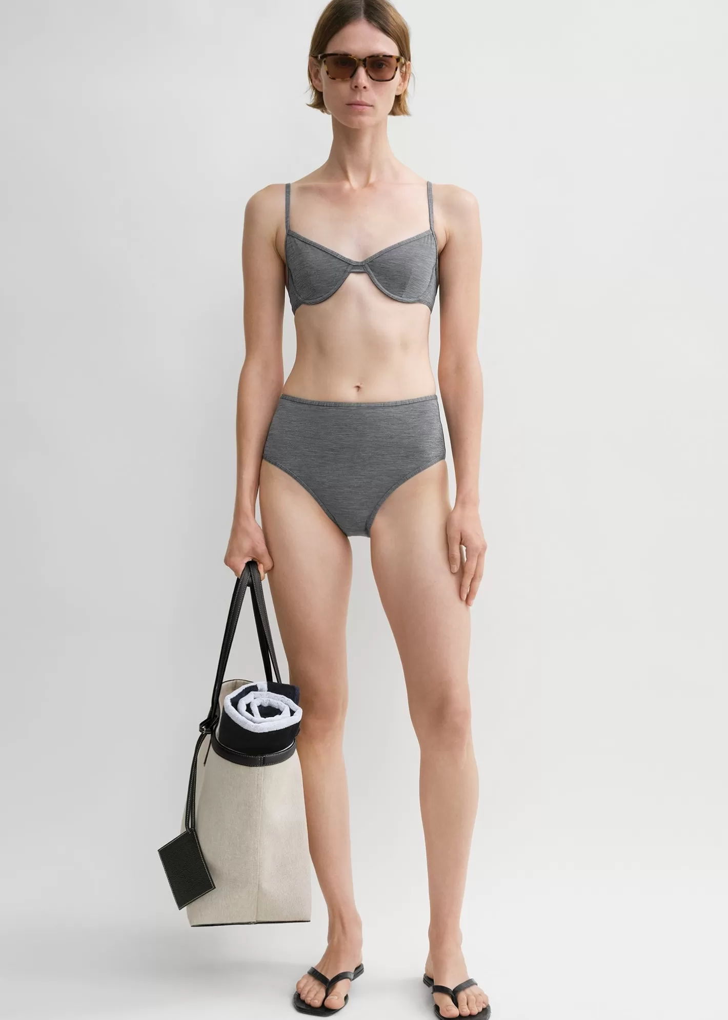 Swim>TOTEME Half-cup bikini top grey melange Greymelange