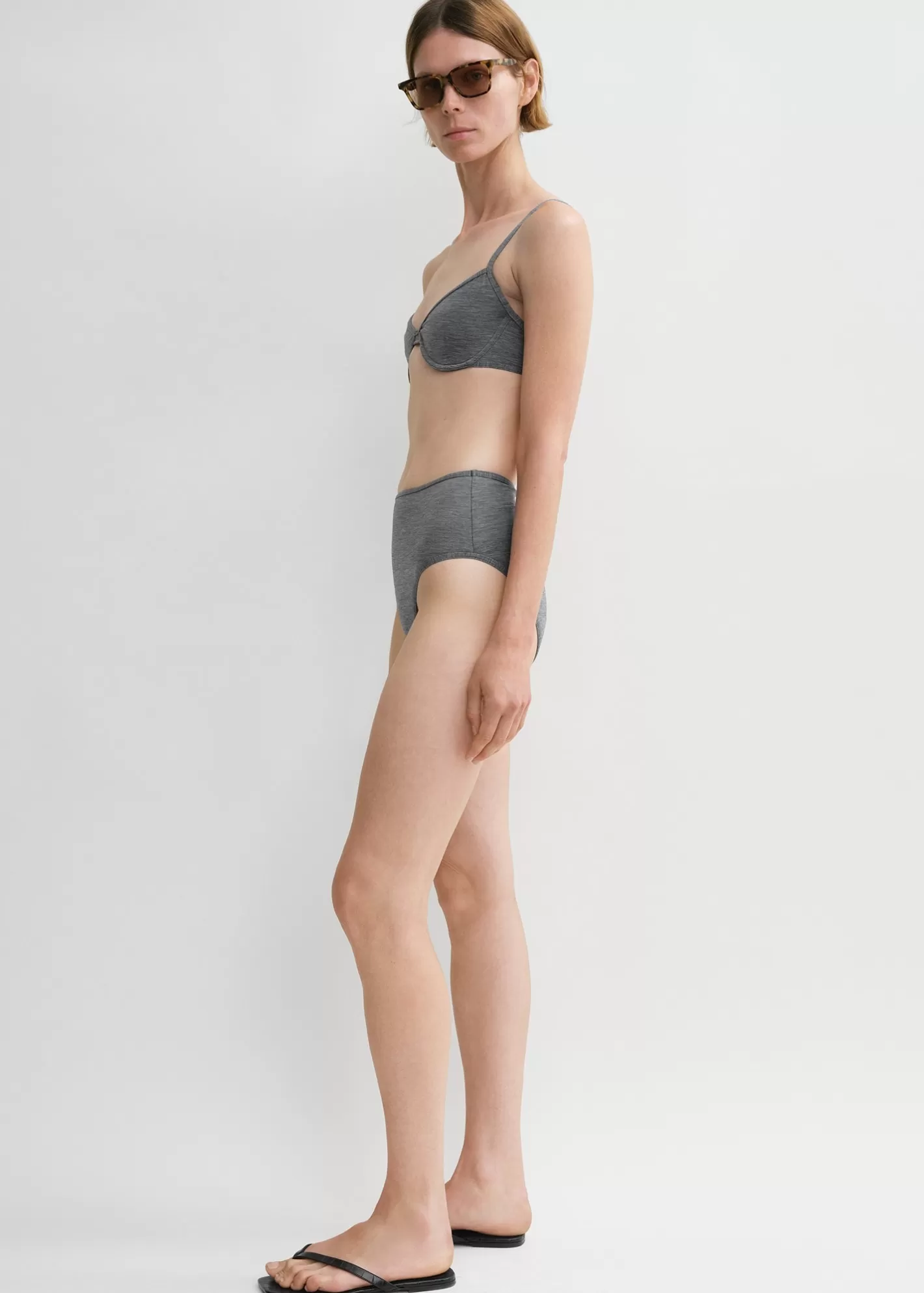 Swim>TOTEME Half-cup bikini top grey melange Greymelange