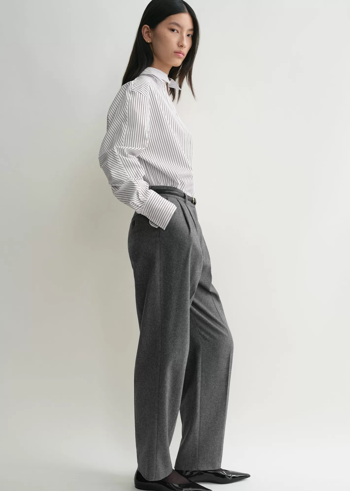 Shirts>TOTEME Kimono-sleeve poplin shirt white/brown