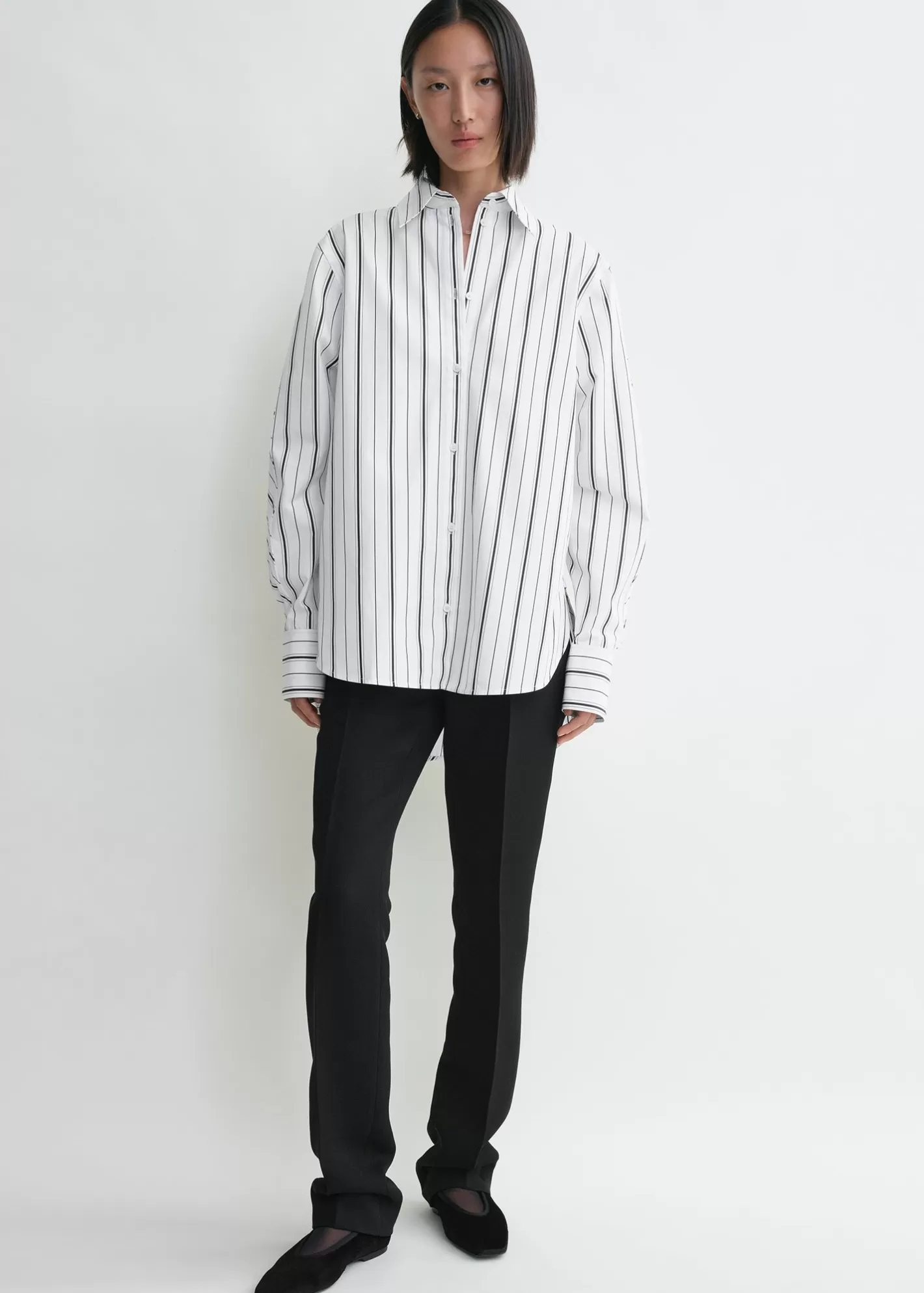 Shirts>TOTEME Kimono-sleeve striped shirt white/black