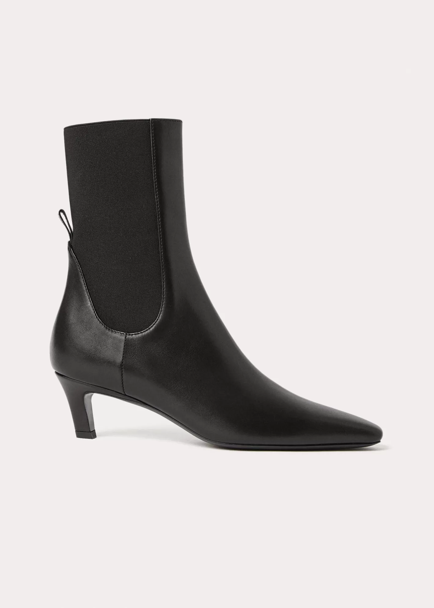 Shoes>TOTEME Leather mid-heel boots Black