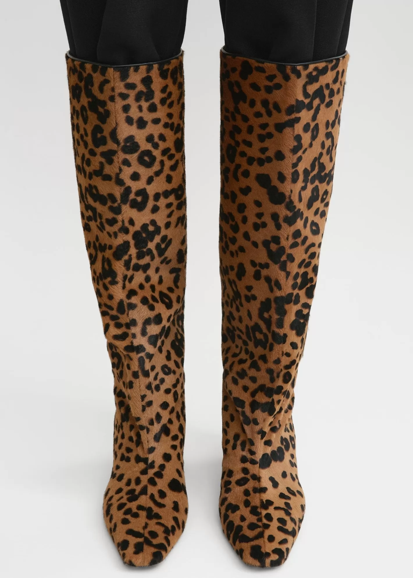 Shoes>TOTEME Leather wide shaft boots leopard Leopardp