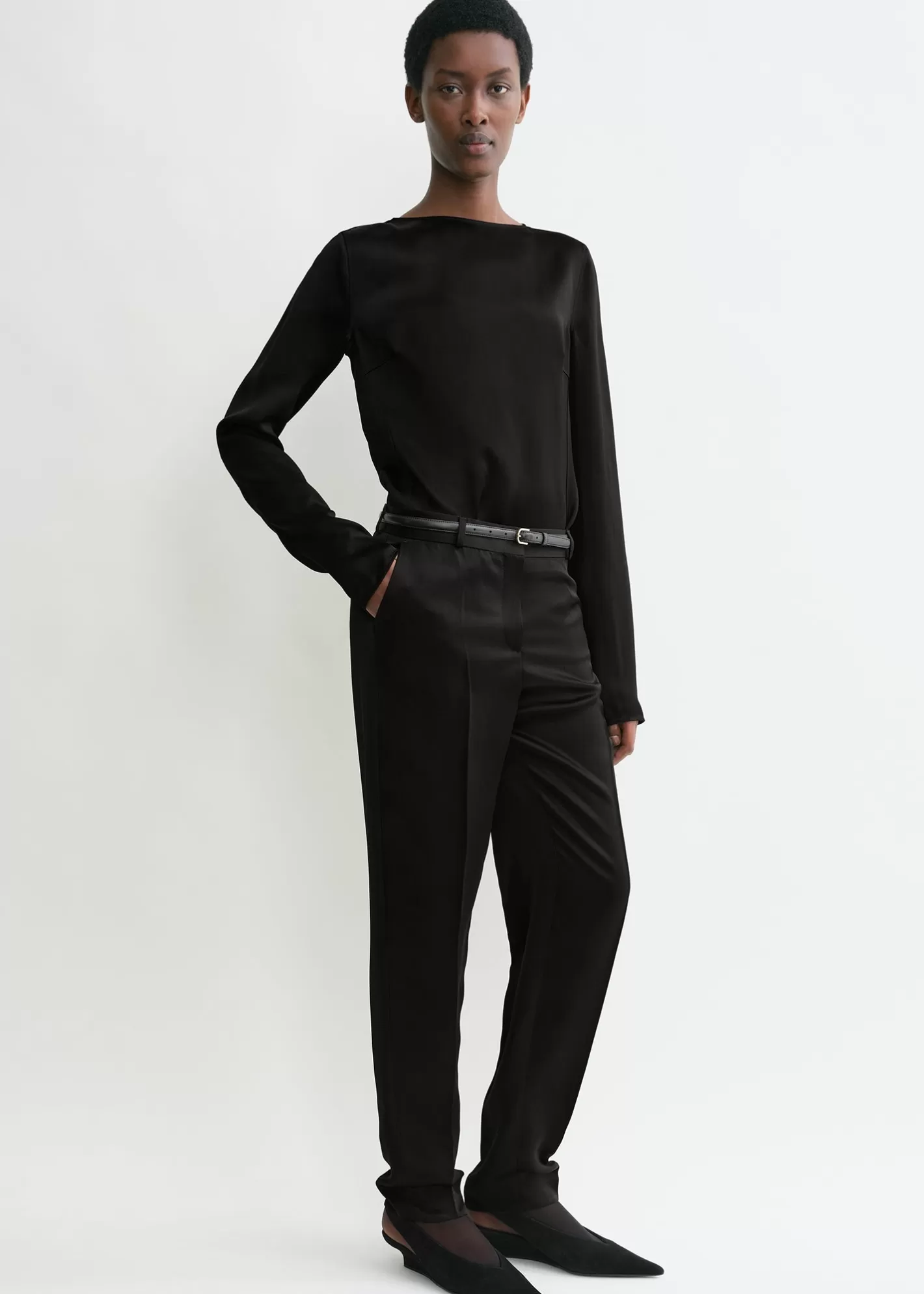 Tops & Blouses>TOTEME Long-sleeve satin top black