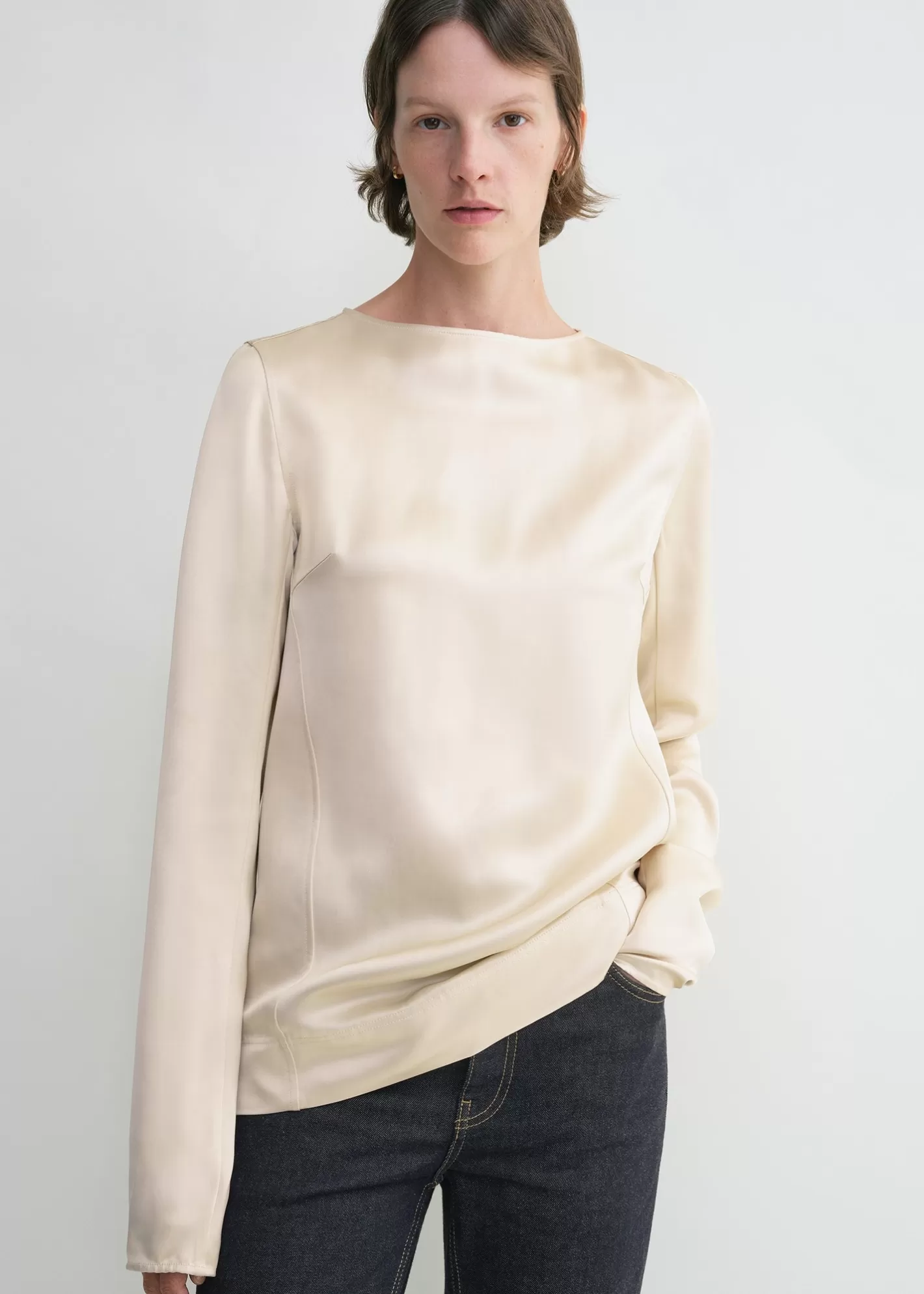 Tops & Blouses>TOTEME Long-sleeve satin top ecru