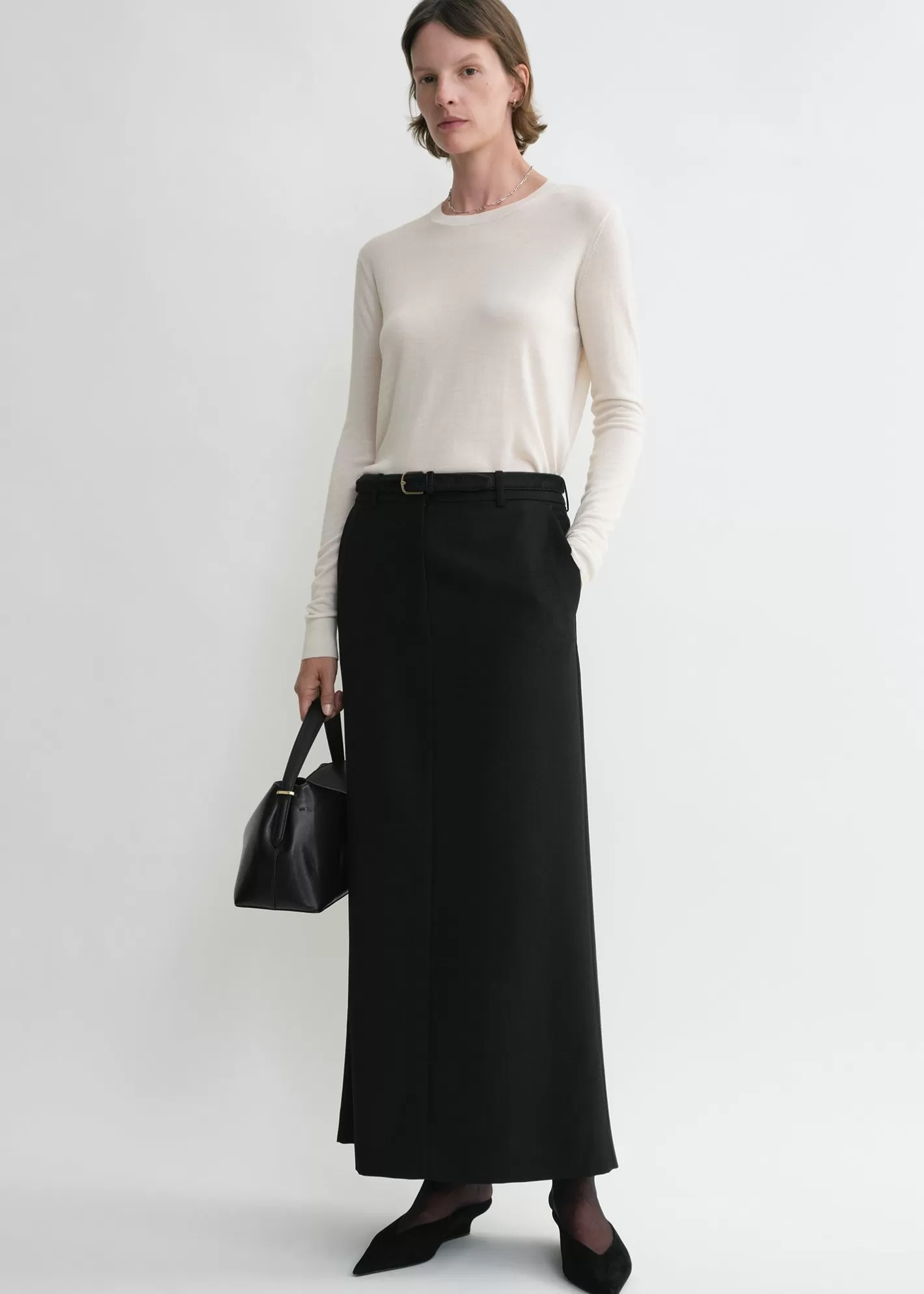 Dresses & Skirts>TOTEME Low-waist straight skirt black