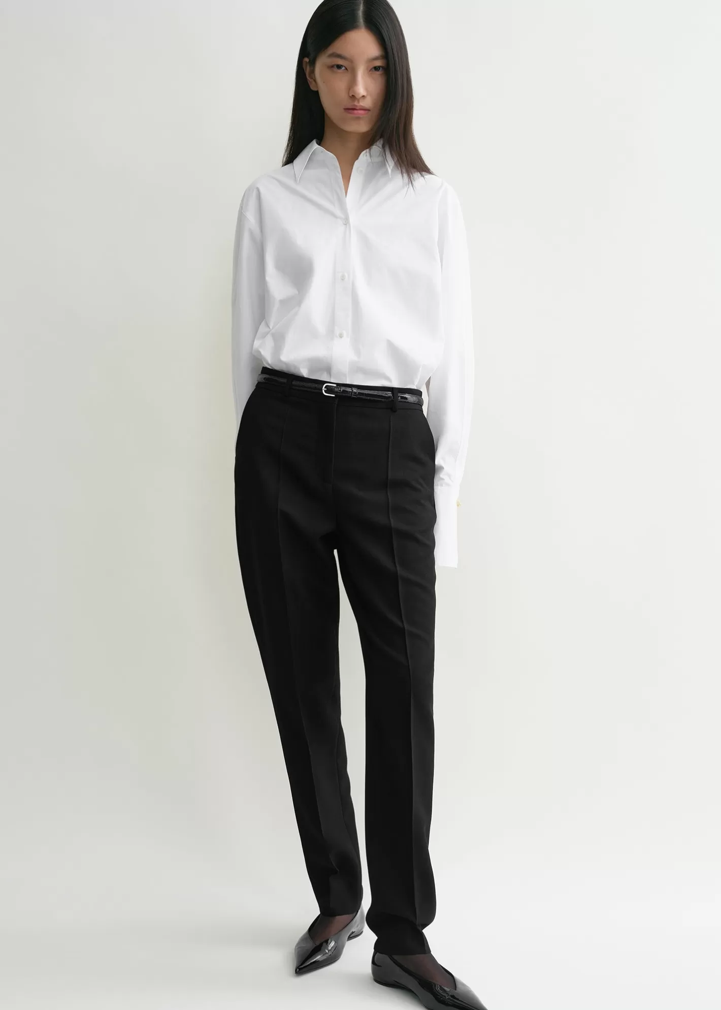 Trousers & Shorts>TOTEME Low-waist tailored trousers black