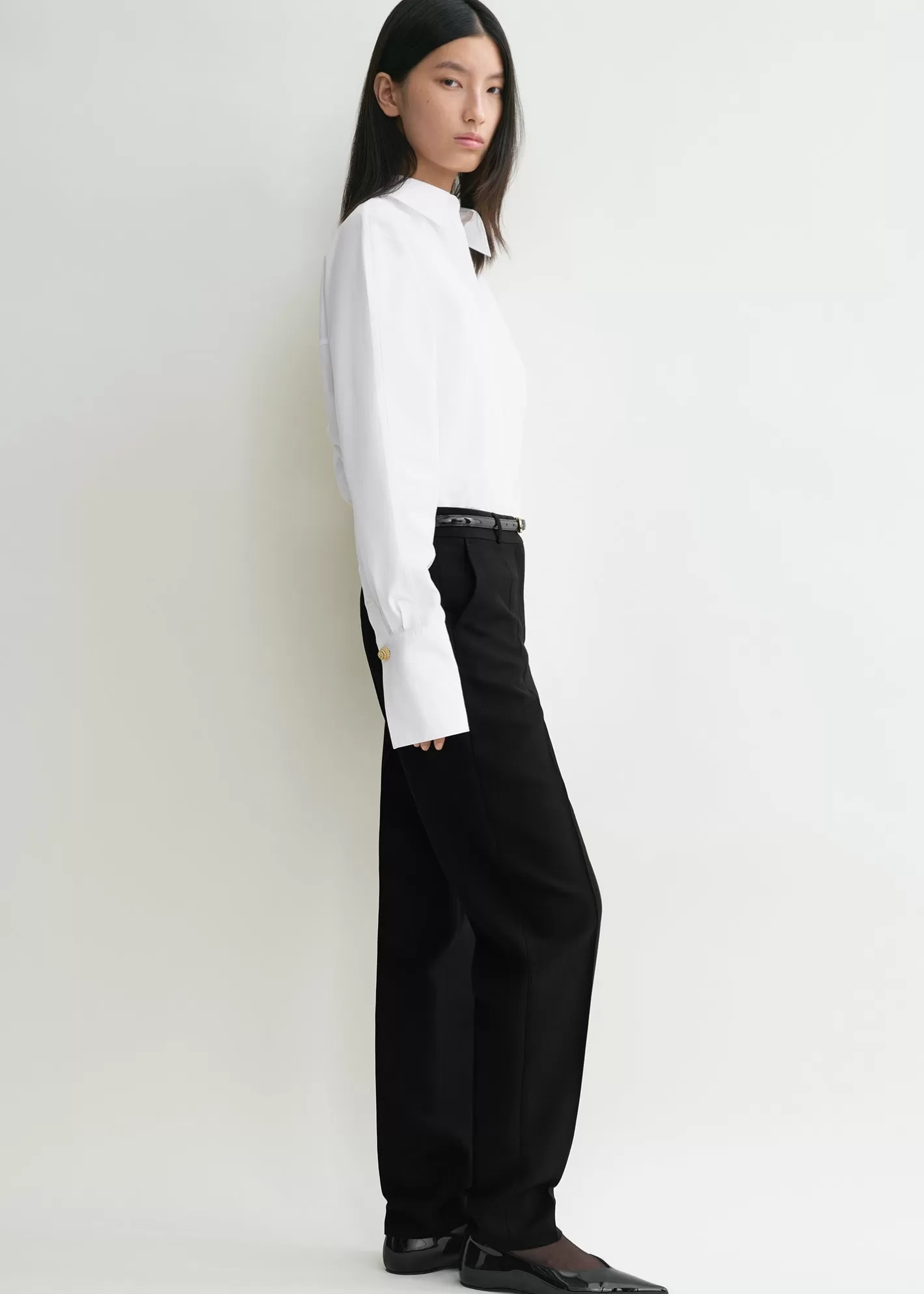 Trousers & Shorts>TOTEME Low-waist tailored trousers black