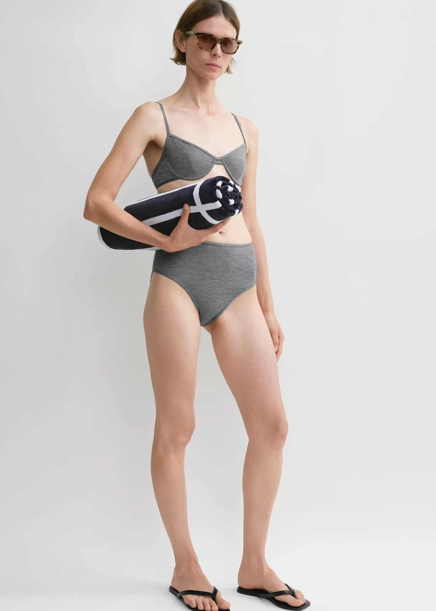 Swim>TOTEME Mid-rise bikini bottoms grey mélange Greymelange