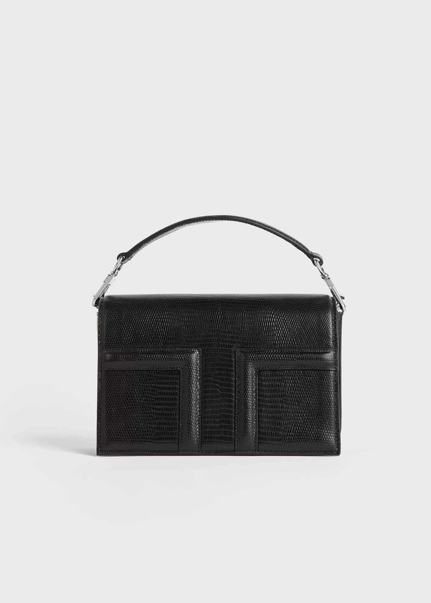 T-flap Bags>TOTEME Mini T-Flap lizard-embossed bag black