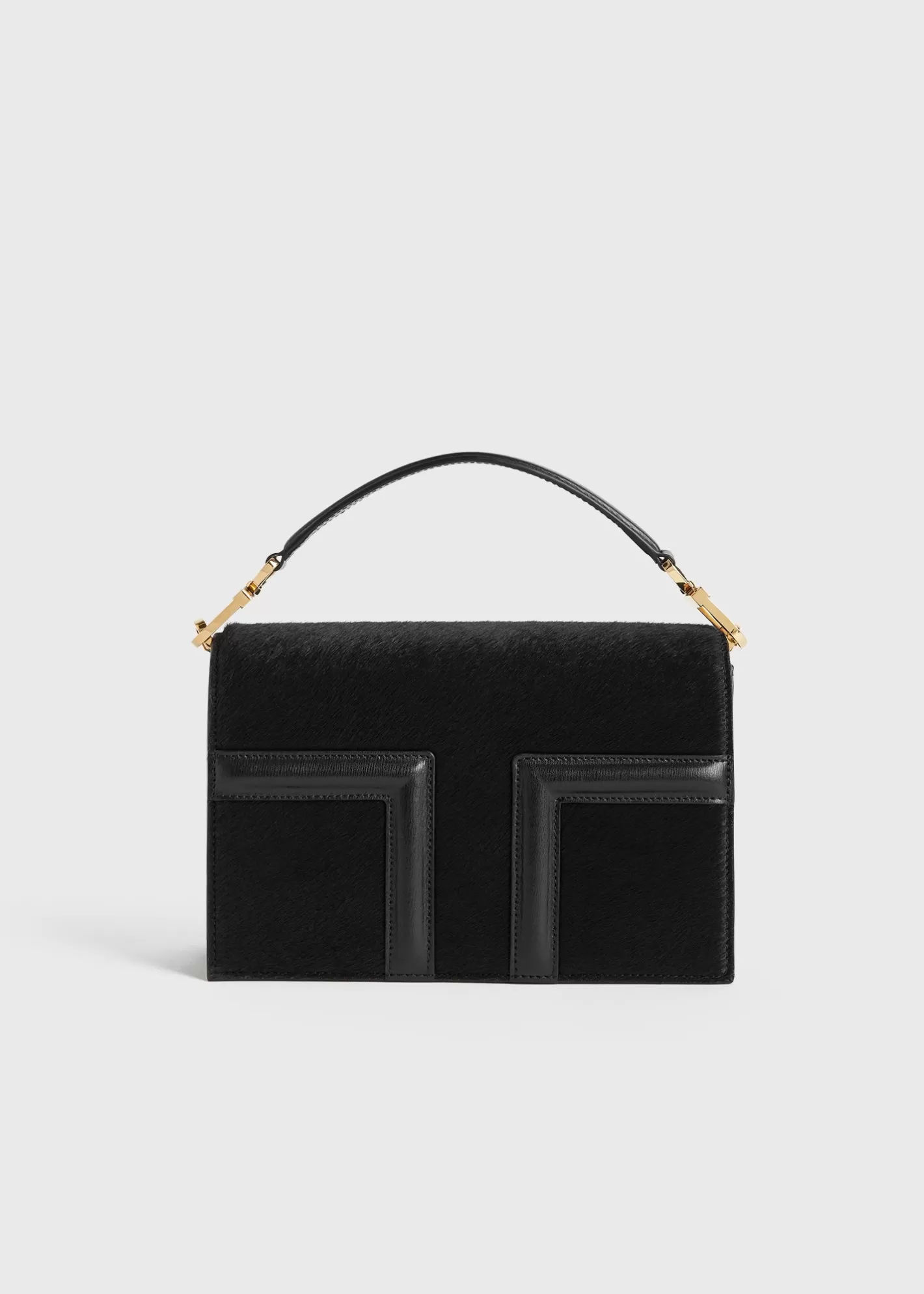 T-flap Bags>TOTEME Mini T-flap pony hair bag black