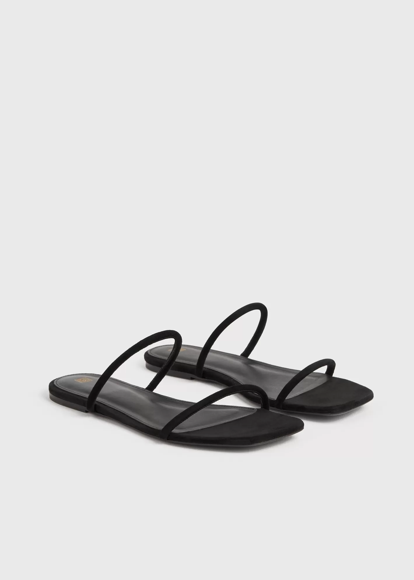 Shoes>TOTEME Minimalist suede slides Black