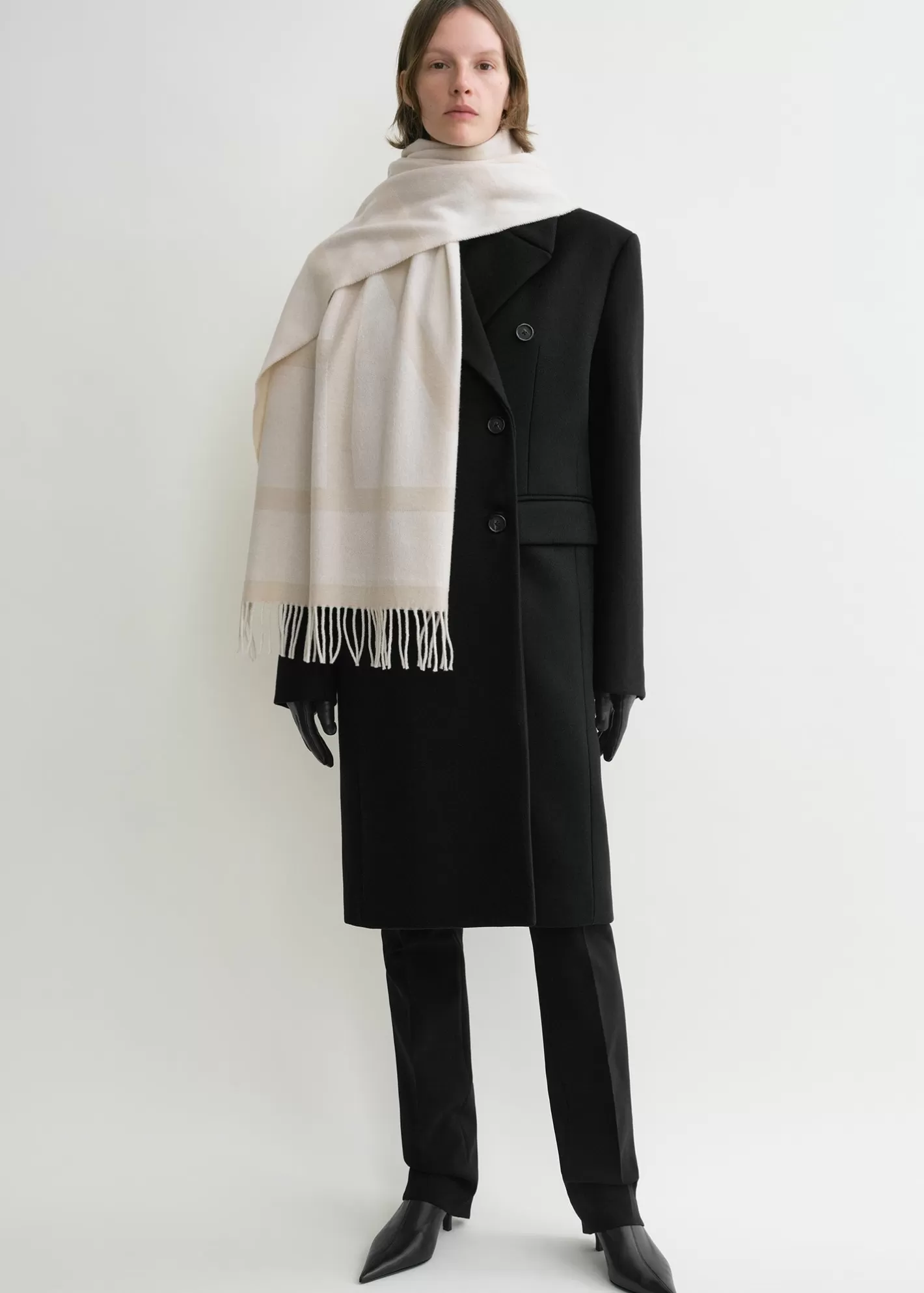 Scarves>TOTEME Monogram jacquard wool scarf bone Bonemonogram