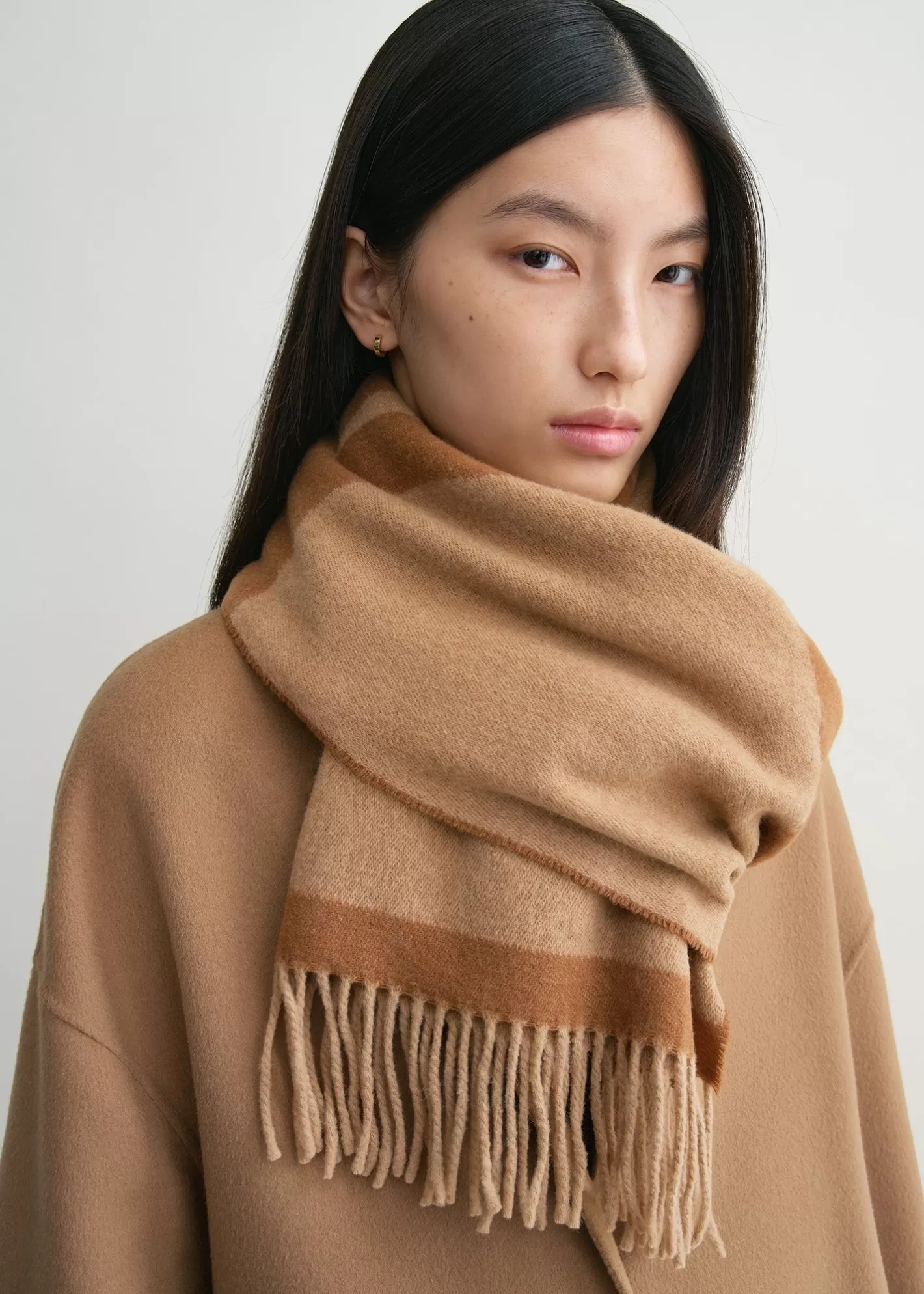 Scarves>TOTEME Monogram jacquard wool scarf camel Camelmonogram