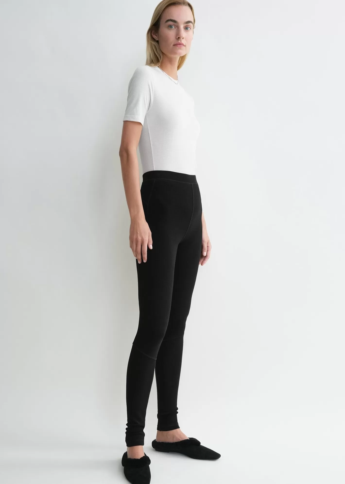 Trousers & Shorts>TOTEME Monogram knit leggings black