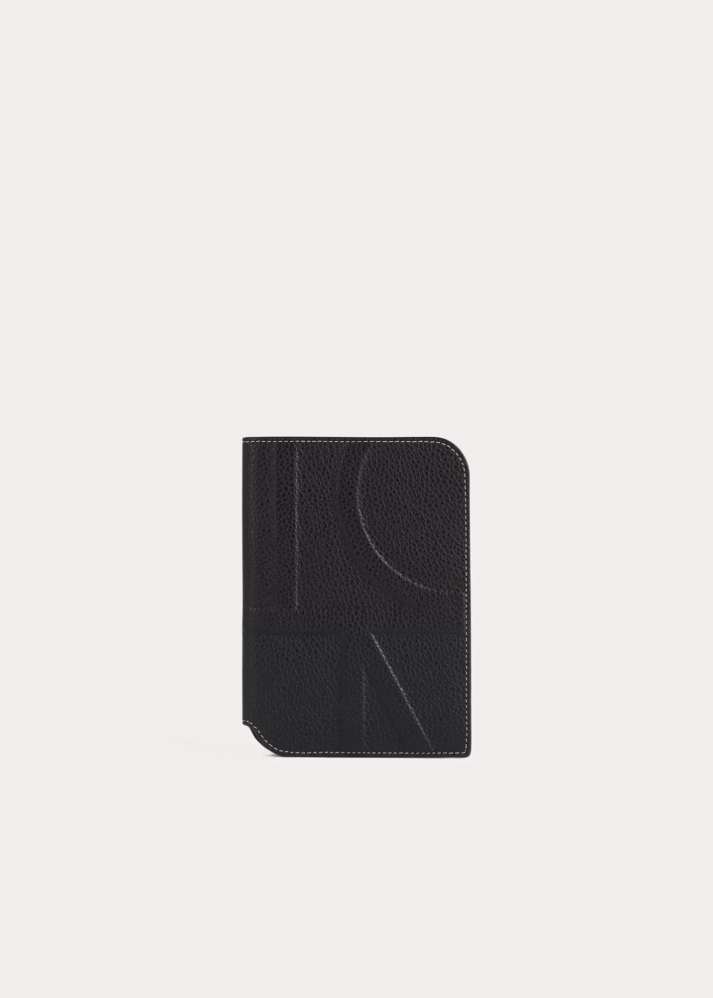 Small Leather Goods>TOTEME Monogram leather passport holder black grain Blackgrain