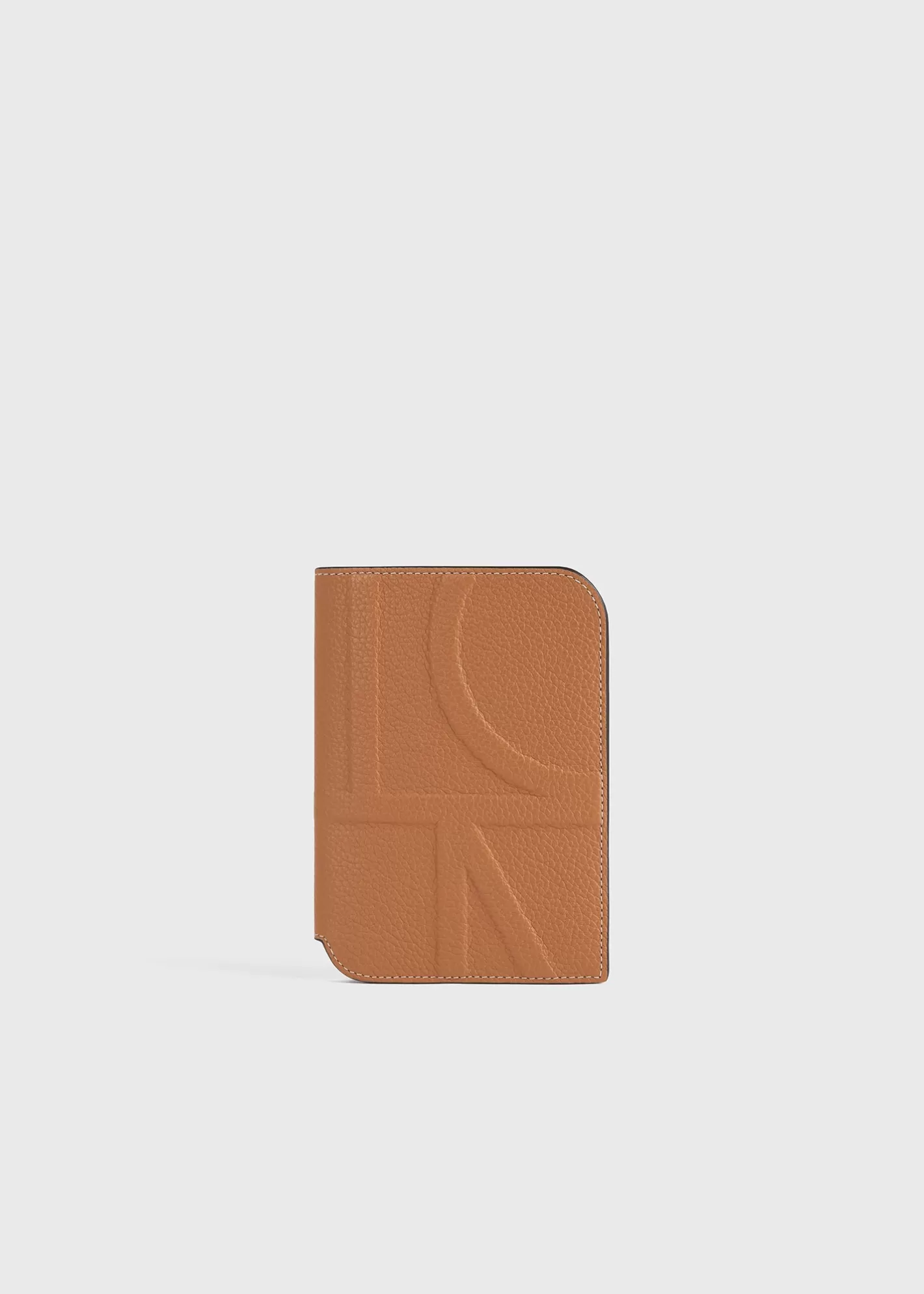 Small Leather Goods>TOTEME Monogram leather passport holder tan grain Tangrain