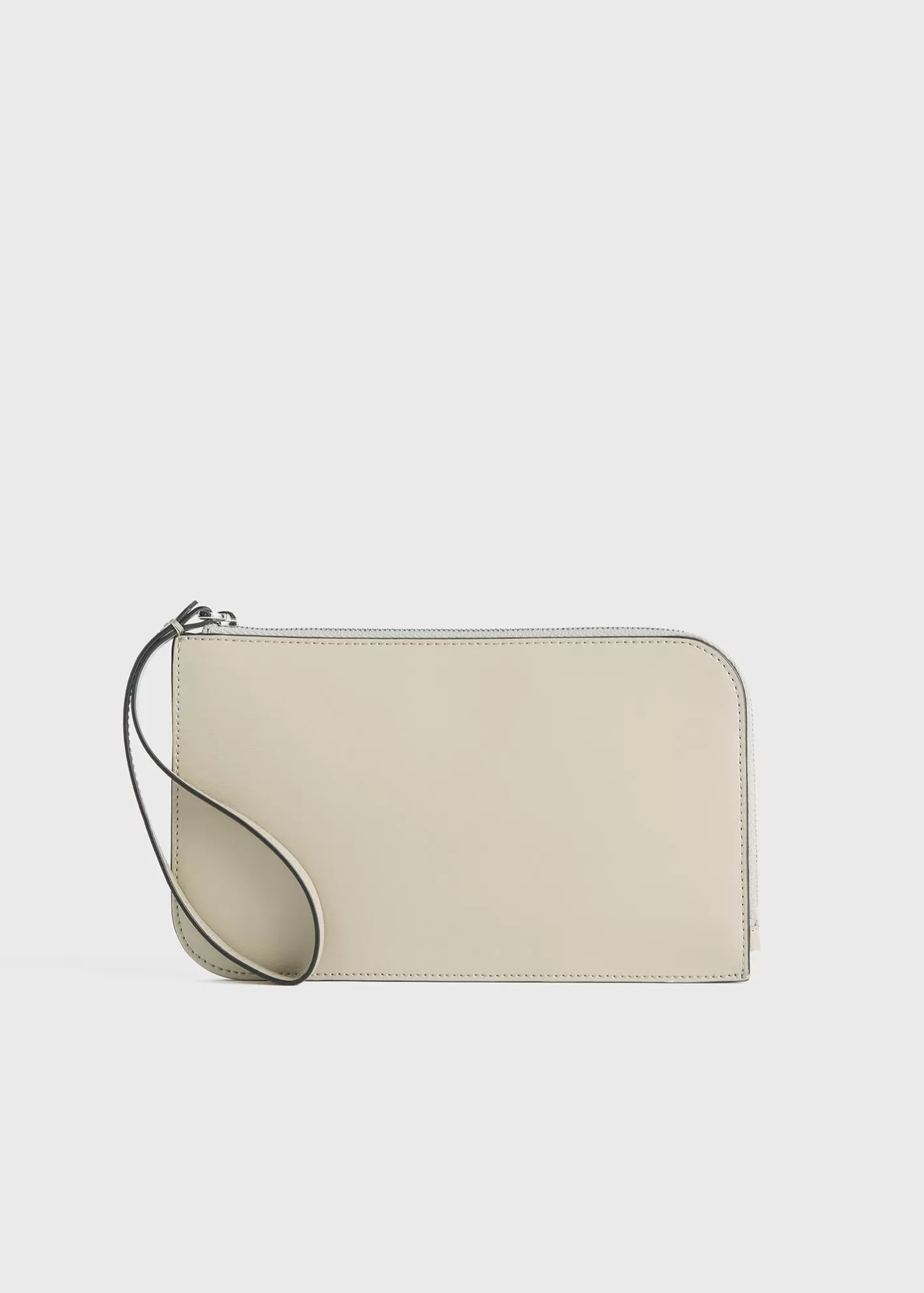 Small Leather Goods>TOTEME Monogram leather wristlet pouch fawn