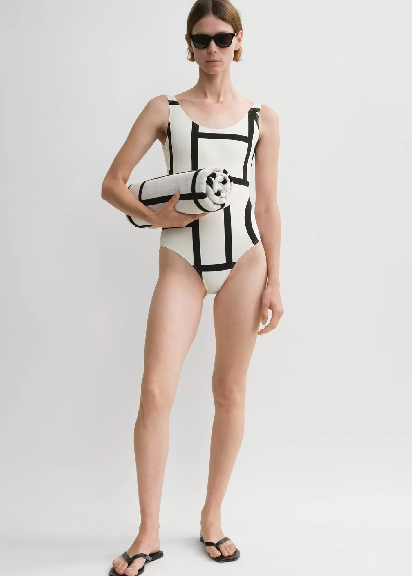 Swim>TOTEME Monogram swimsuit Tofu