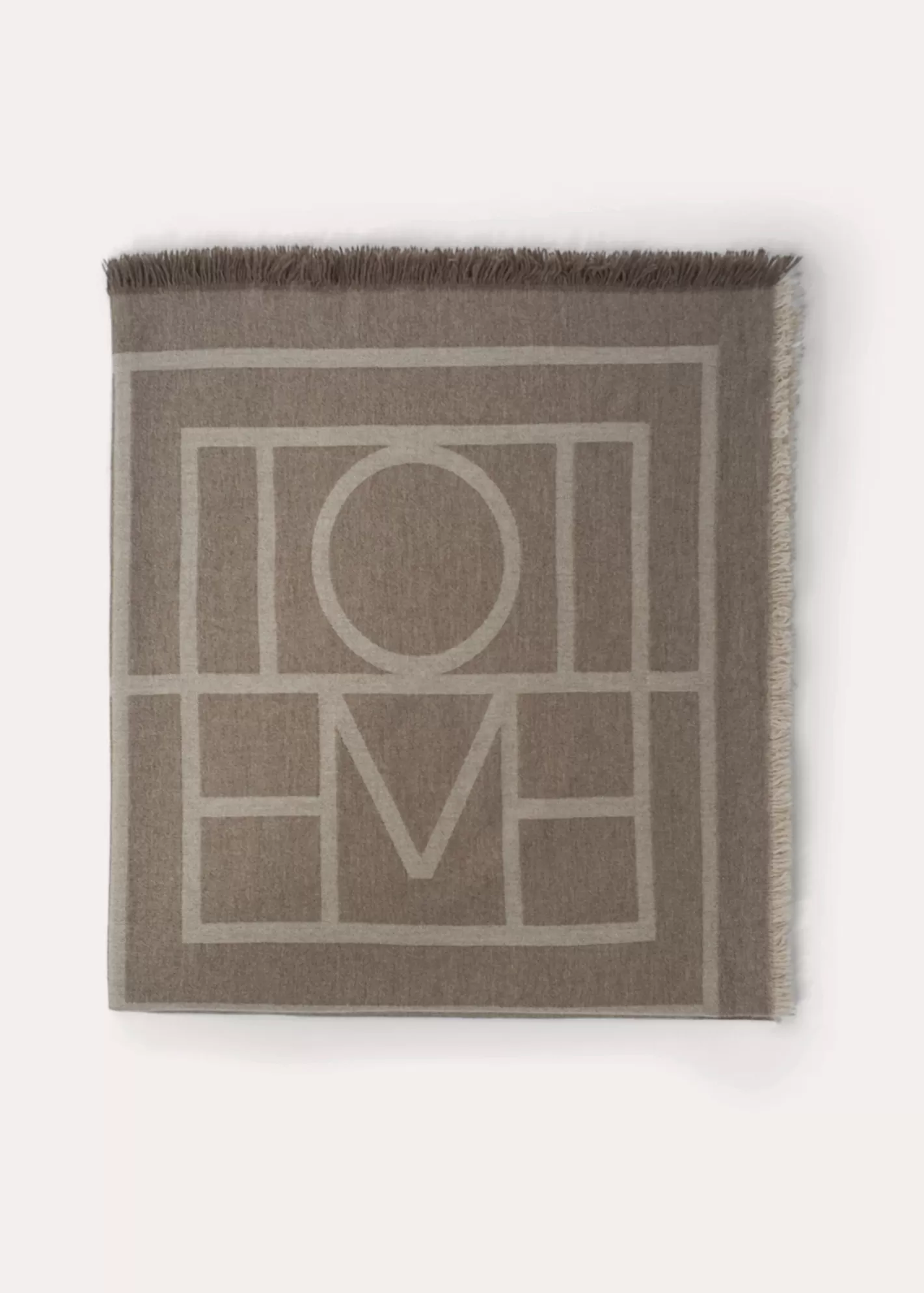 Scarves>TOTEME Monogram wool cashmere scarf tobacco Tobaccomonogram