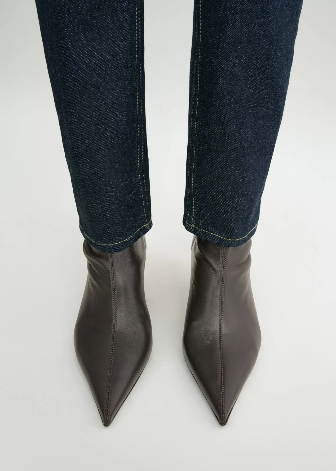 Shoes>TOTEME Nappa heeled sock boots bark