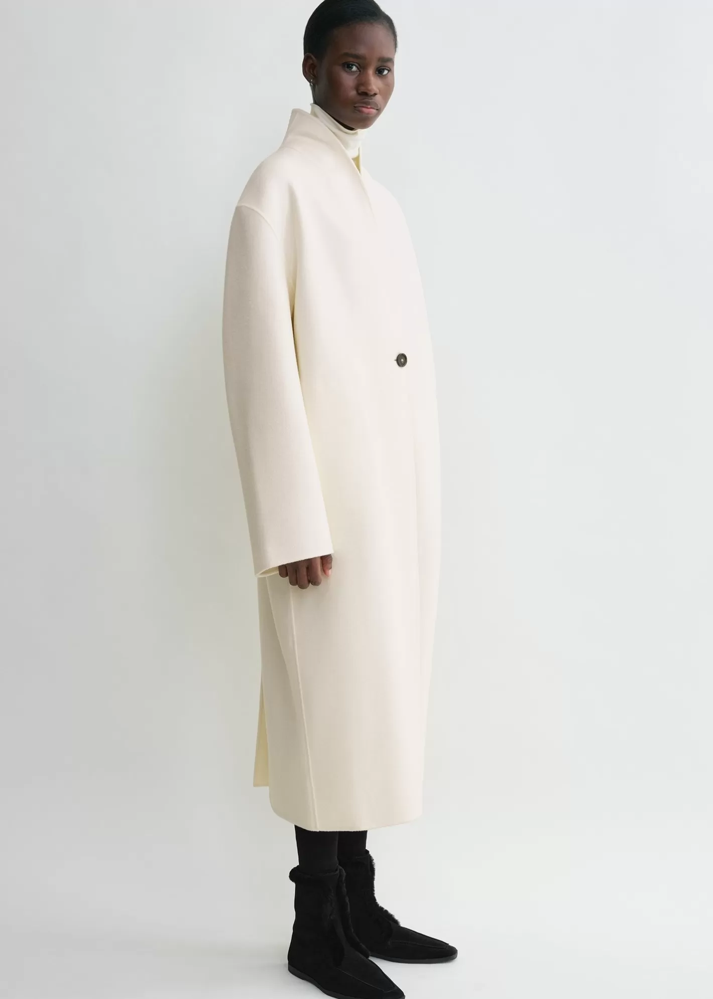 Outerwear>TOTEME Overlay doublé coat winter white winterwhite