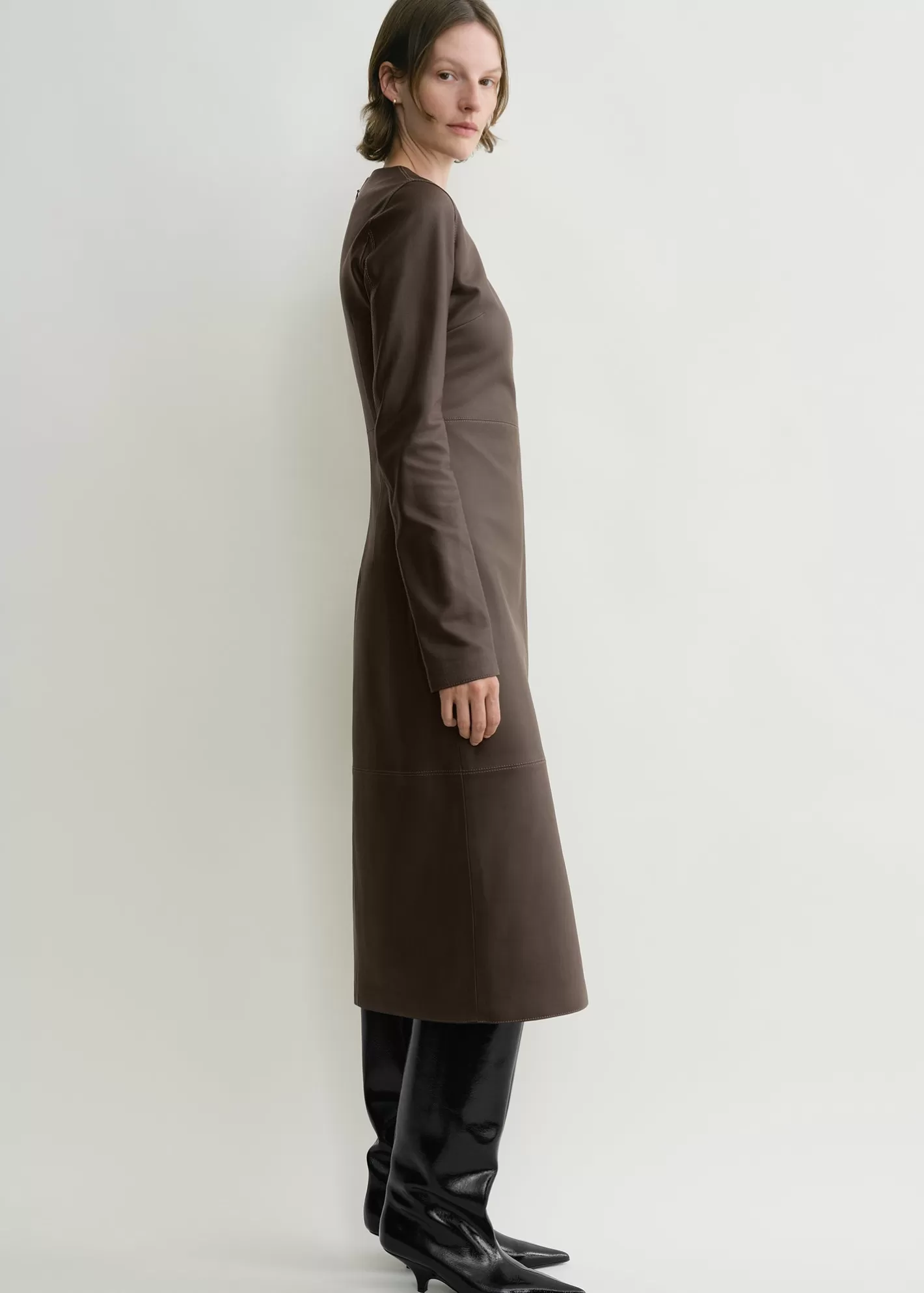 Dresses & Skirts>TOTEME Paneled leather dress bark