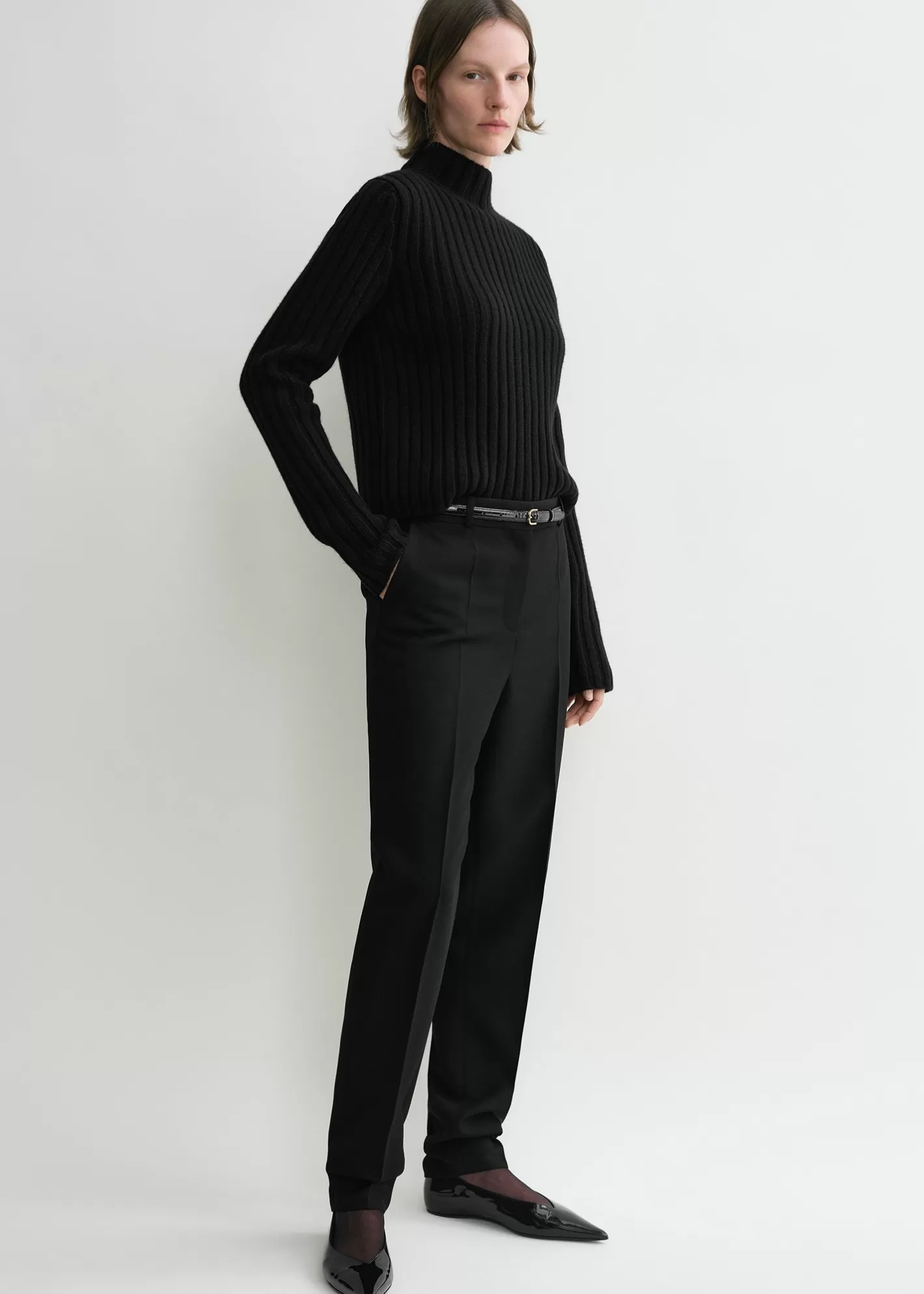 Knits & Sweaters>TOTEME Petite chunky rib knit black