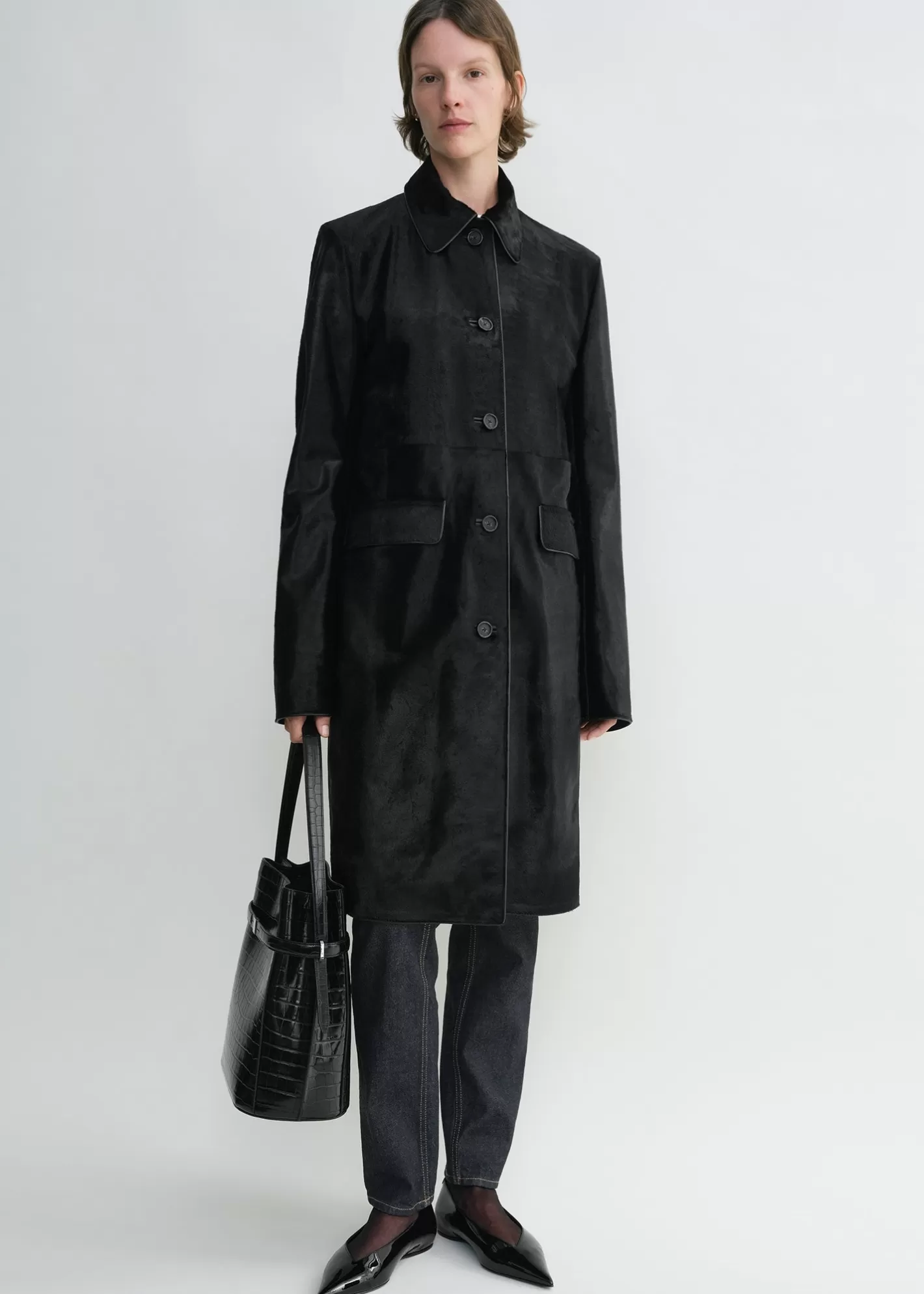 Outerwear>TOTEME Pony hair coat black