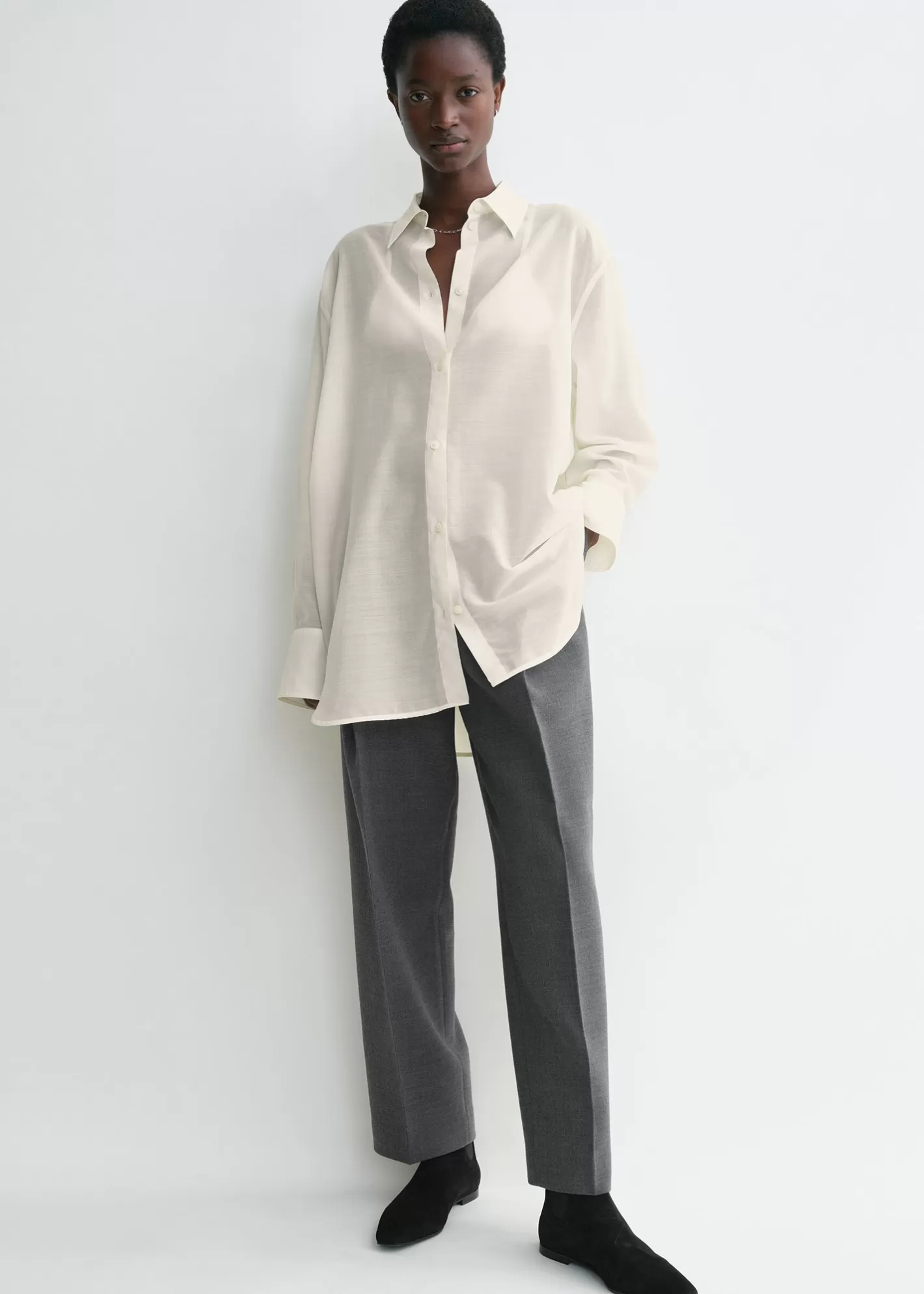 Shirts>TOTEME Relaxed voile shirt milk