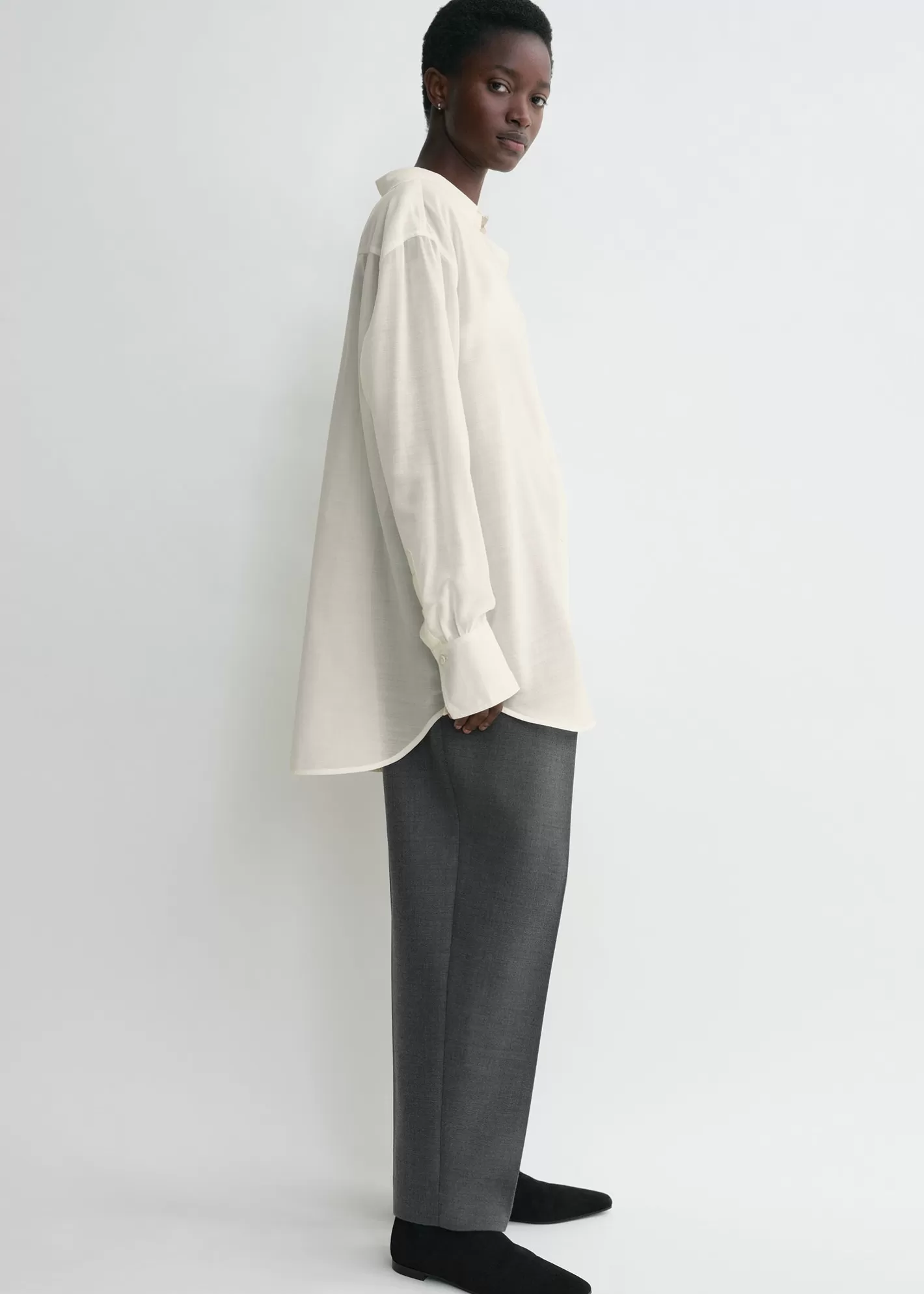 Shirts>TOTEME Relaxed voile shirt milk