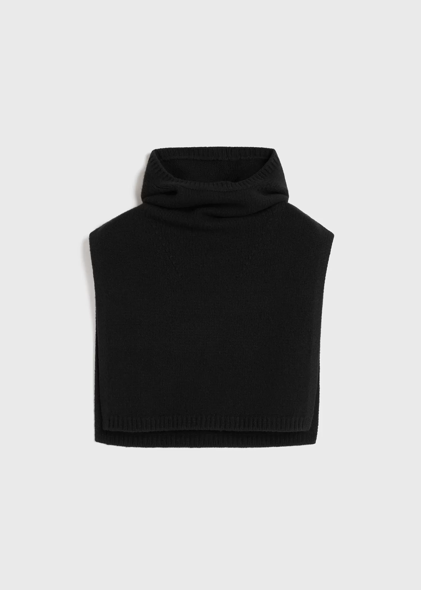 Scarves>TOTEME Ribbed wool hoodie bib Black