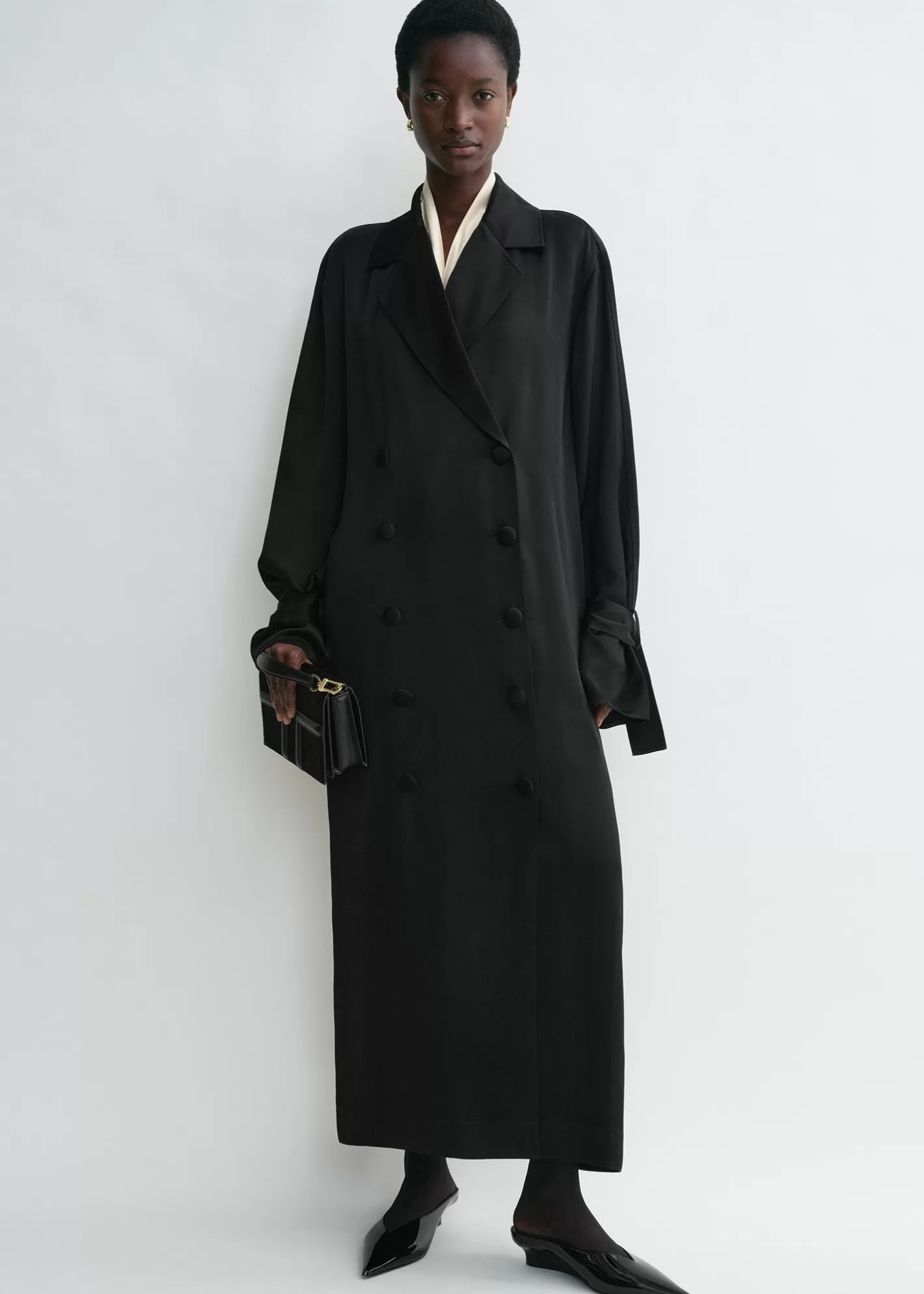 Dresses & Skirts>TOTEME Satin trench dress black