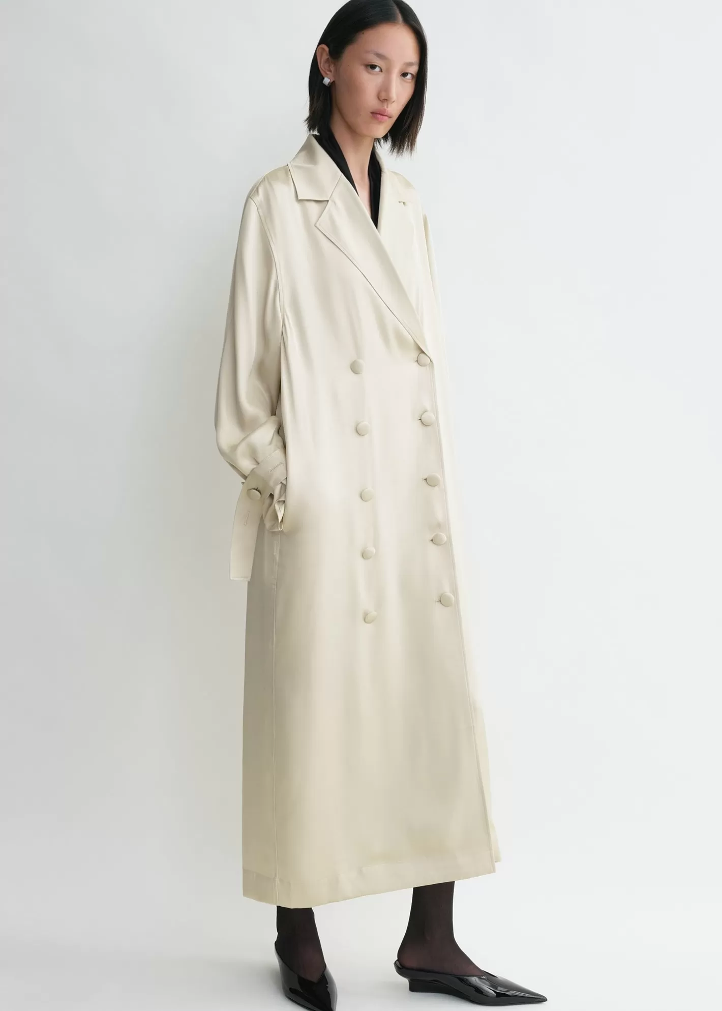 Dresses & Skirts>TOTEME Satin trench dress pearl