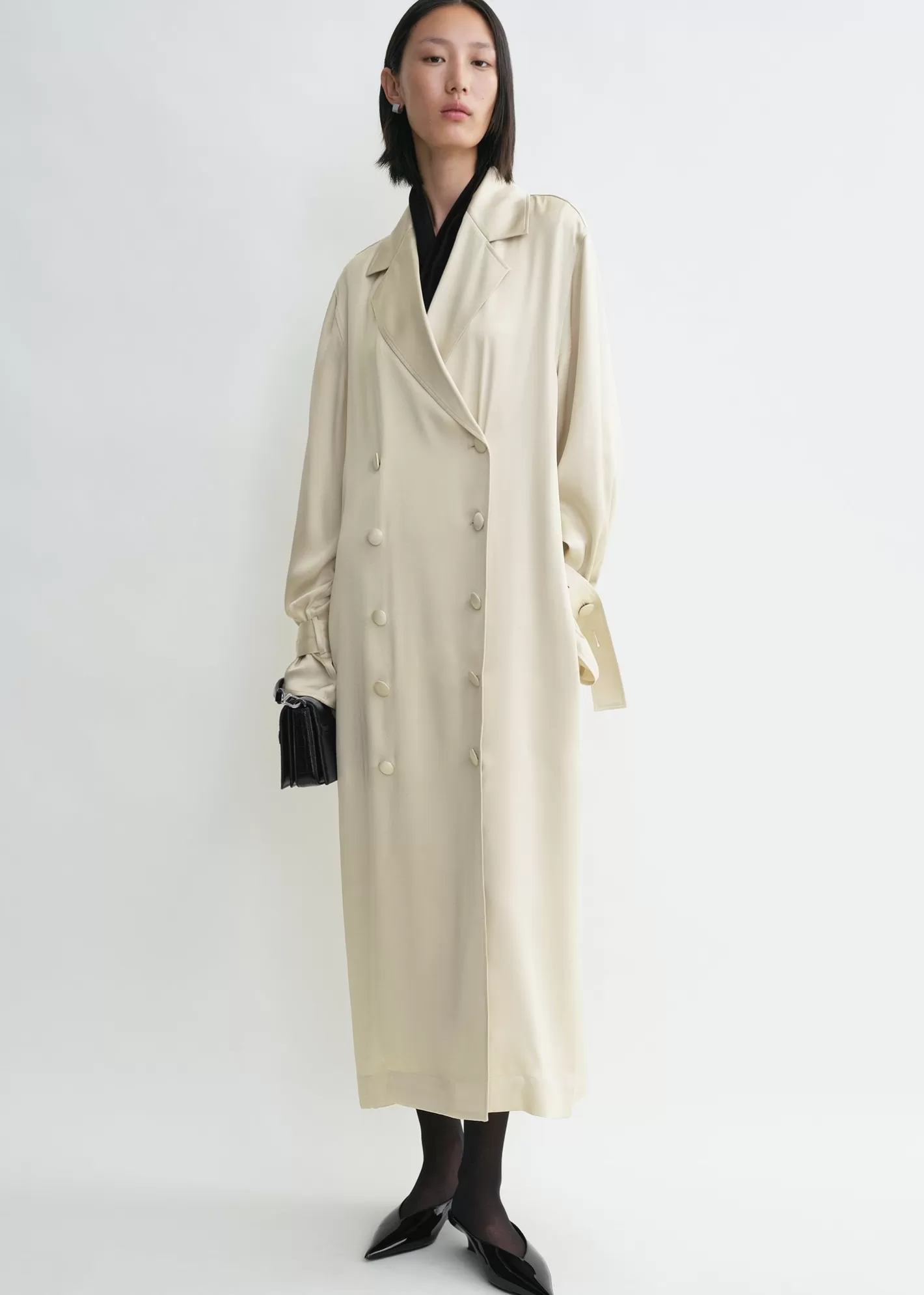 Dresses & Skirts>TOTEME Satin trench dress pearl