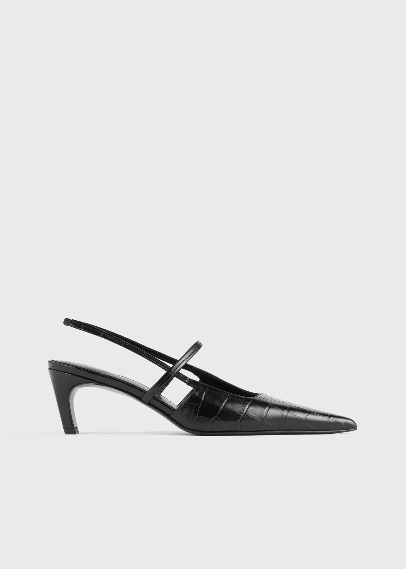 Shoes>TOTEME Sharp croco-embossed slingbacks Black