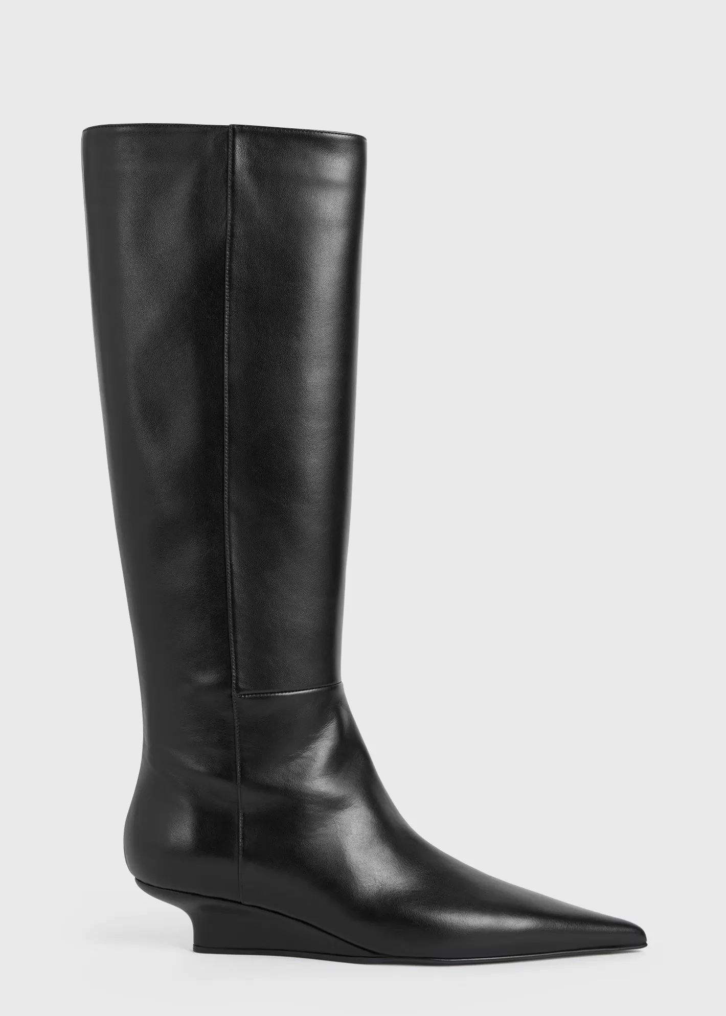 Shoes>TOTEME Sharp leather knee-high boots black