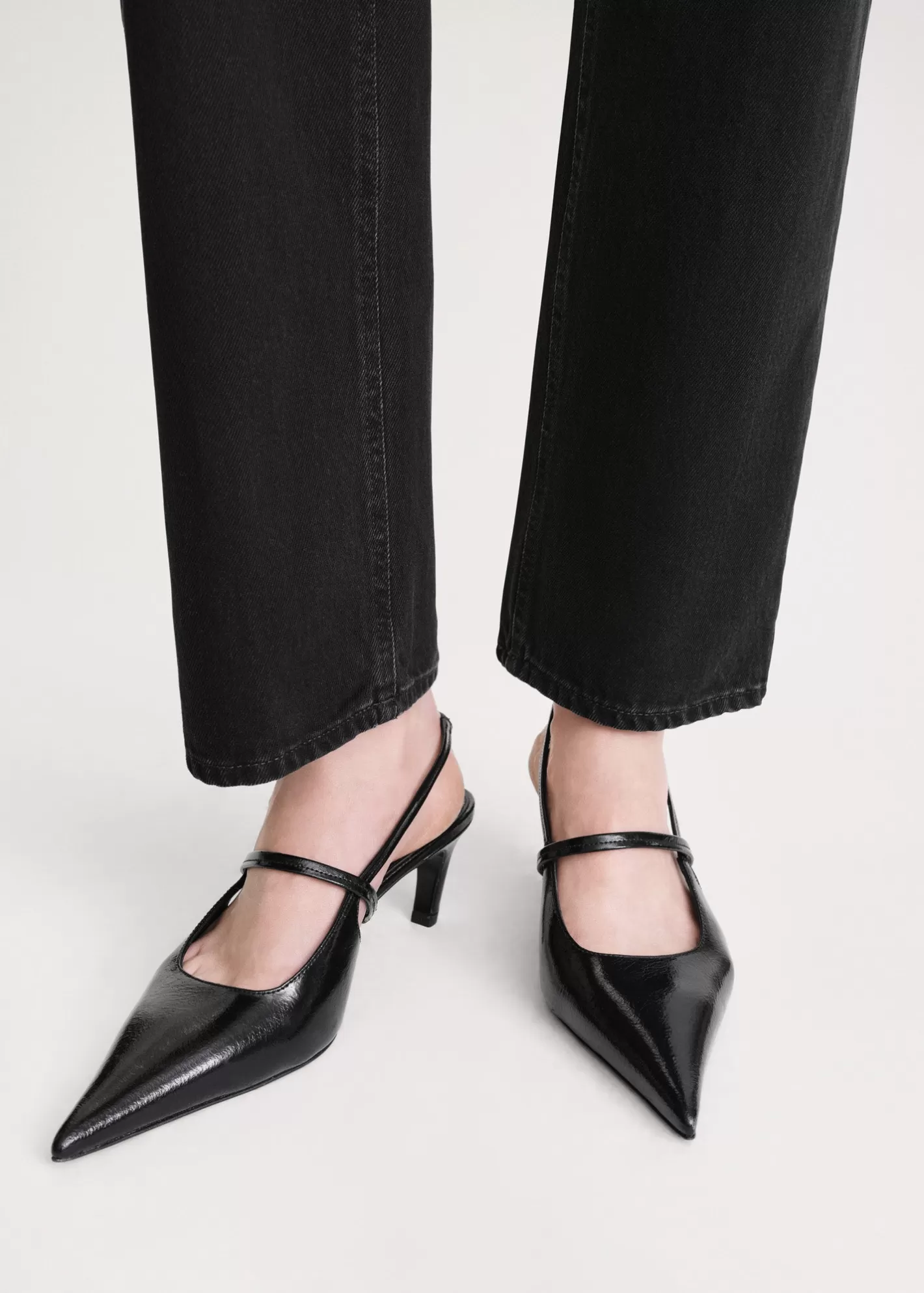 Shoes>TOTEME Sharp patent slingbacks Black