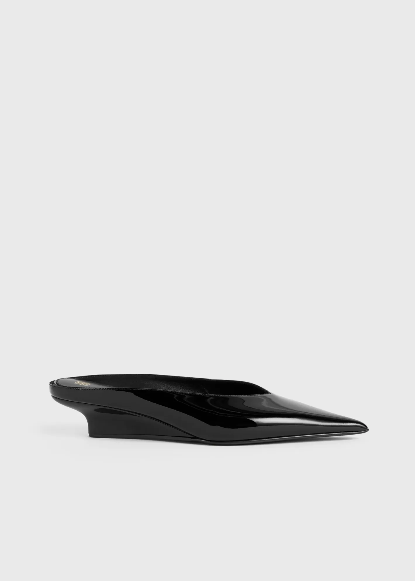 Shoes>TOTEME Sharp patent wedge mules black