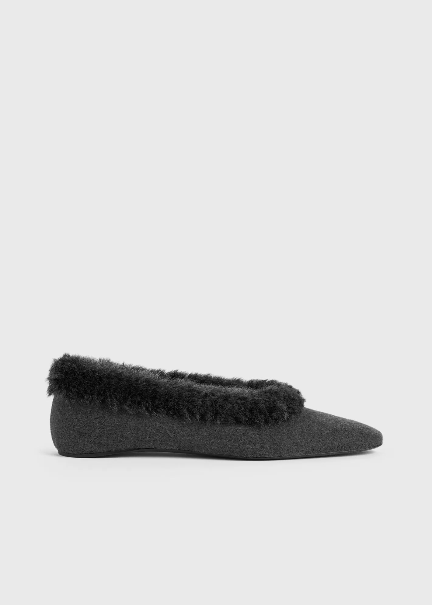 Shoes>TOTEME Shearling-edge flannel ballerinas dark grey melange darkgreymelange